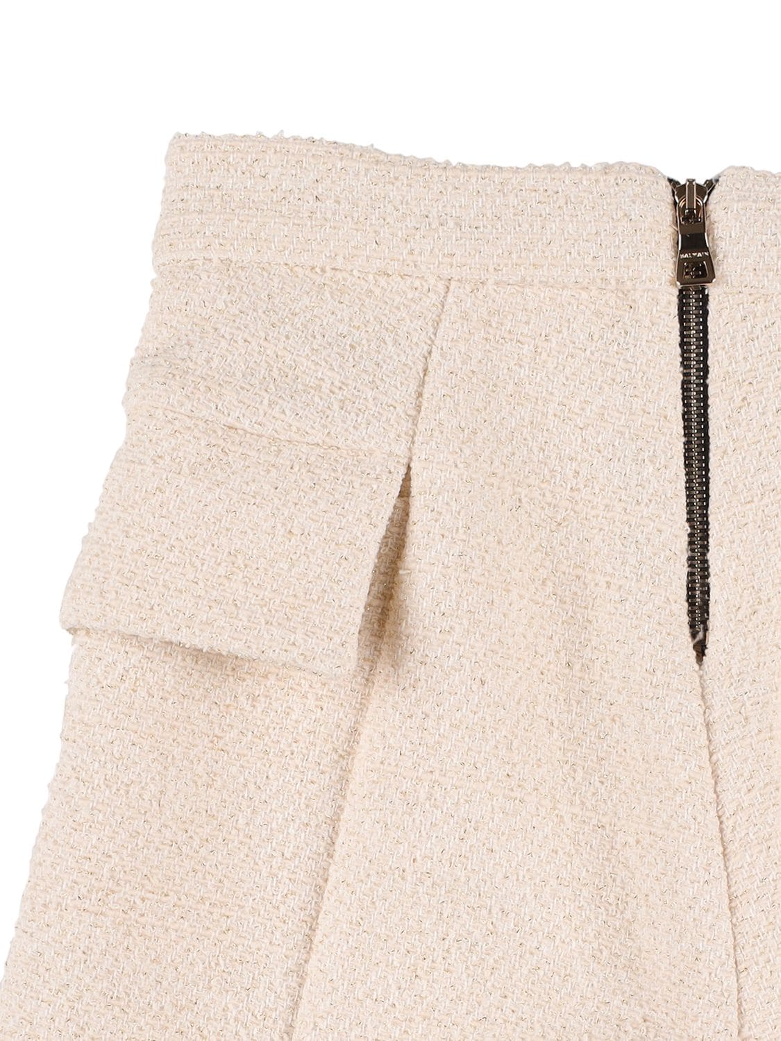 Balmain Bouclè Shorts W/ Decorative Buttons In Ivory