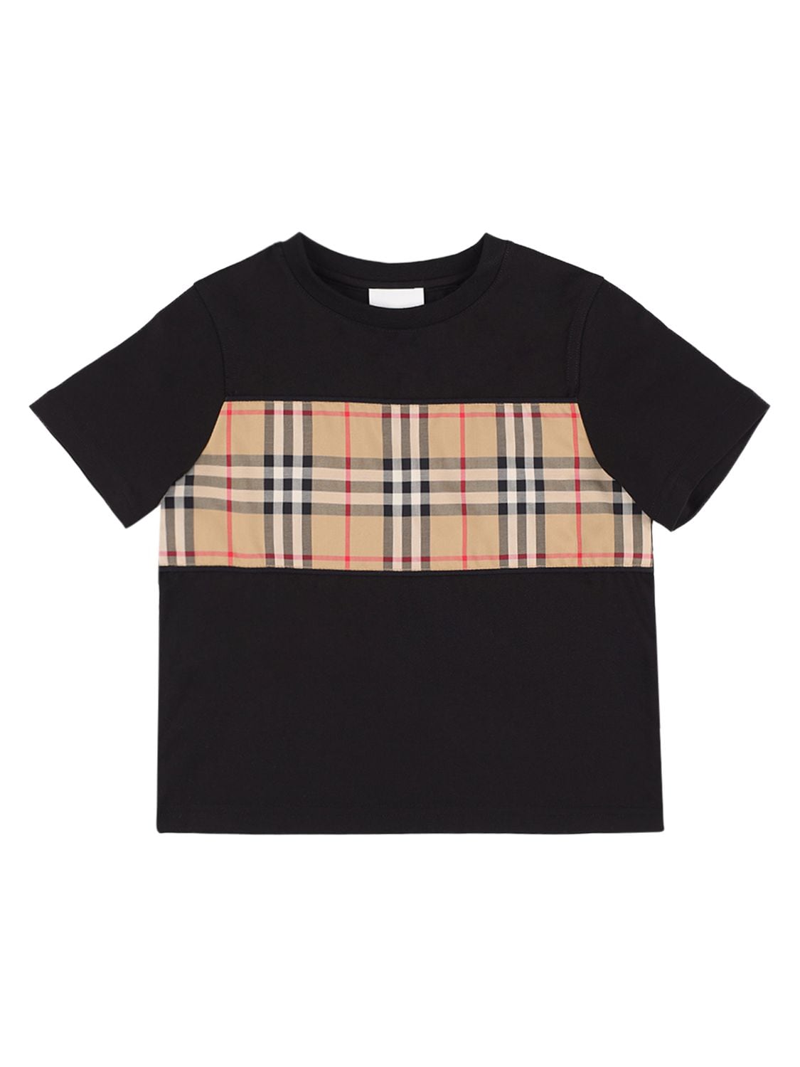 Shop Burberry Cotton Jersey T-shirt W/ Check Insert In Black