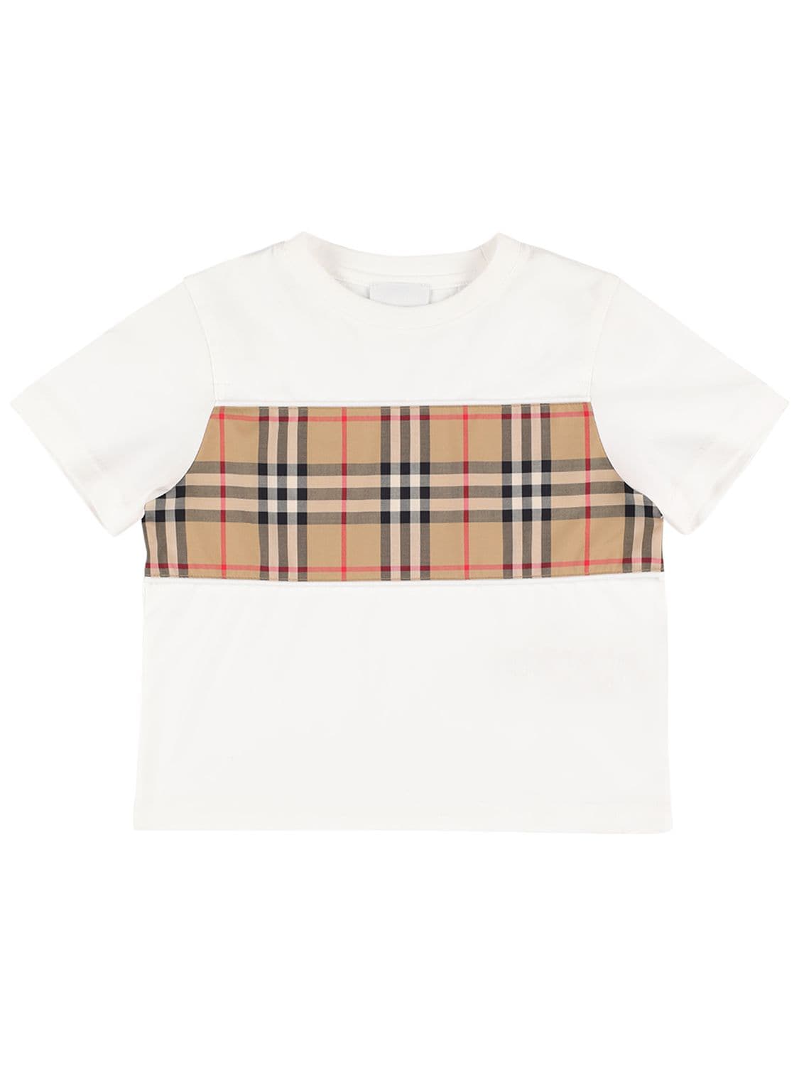 Burberry Kids' Cotton Jersey T-shirt W/ Check Insert In White