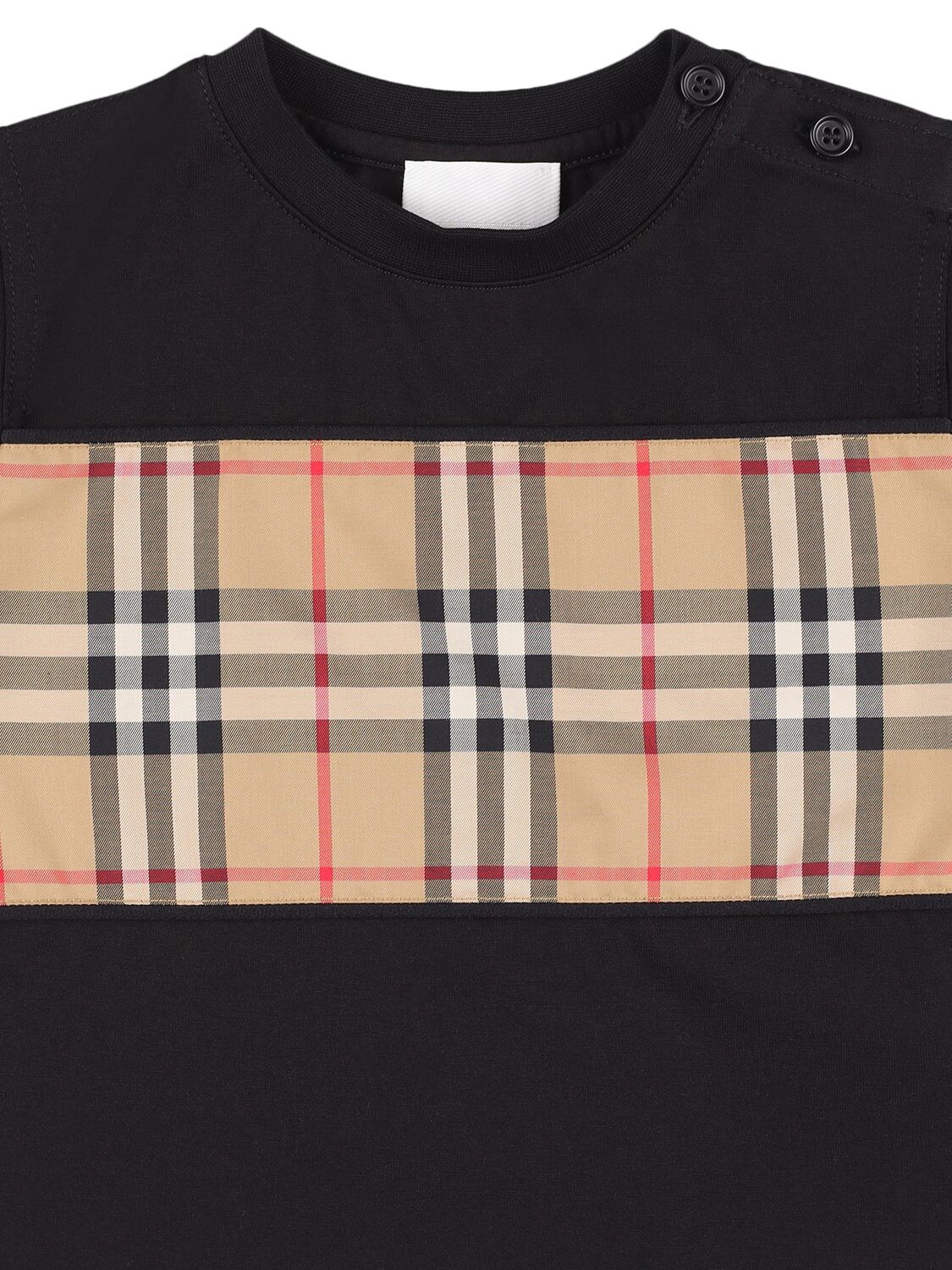 Shop Burberry Cotton Jersey T-shirt W/ Check Insert In Black