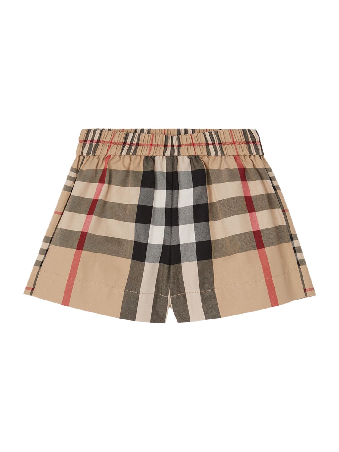 Burberry Kids' Check Print Cotton Shorts In Beige,black