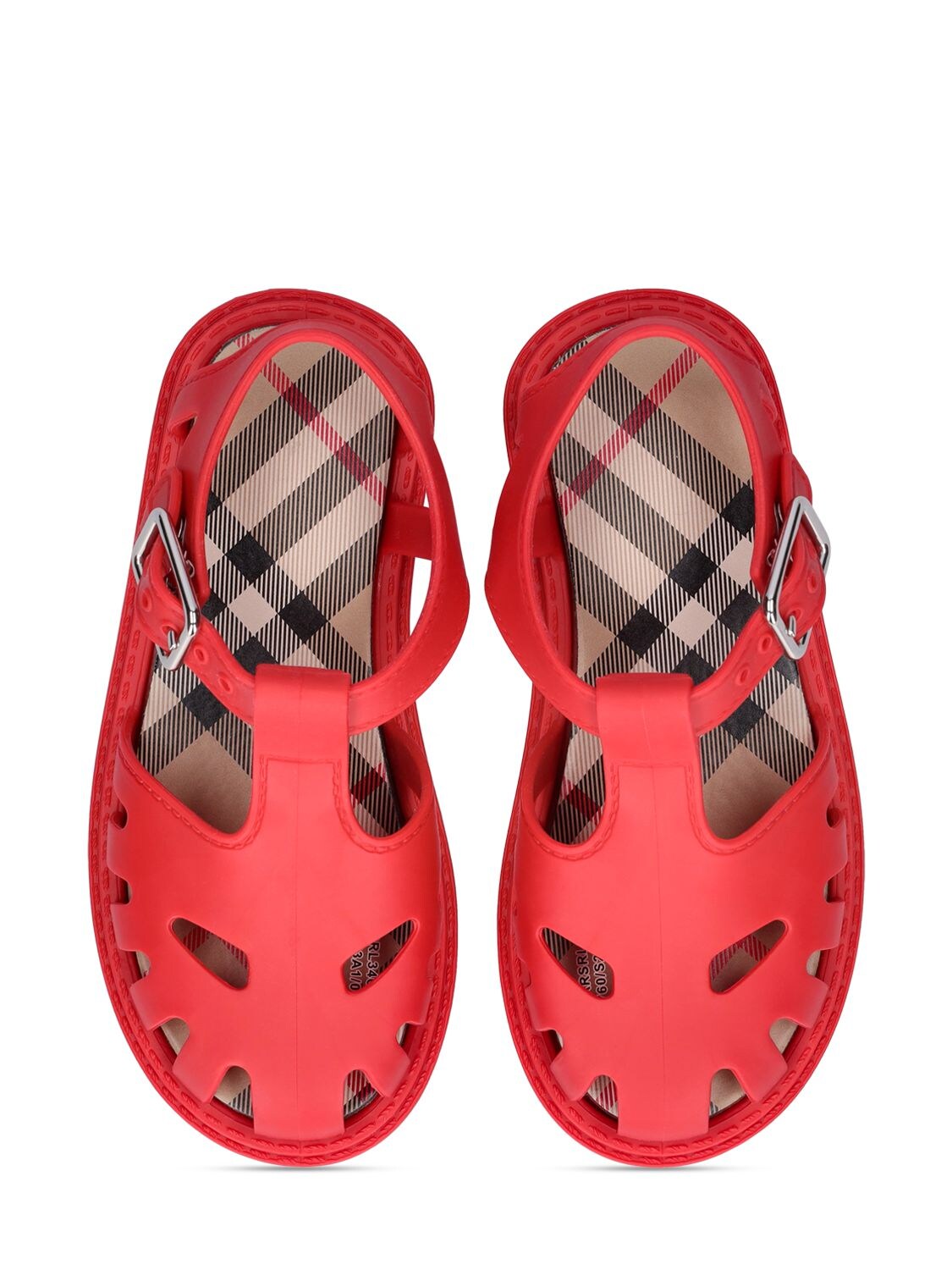 Shop Burberry Rubber Sandals In Red