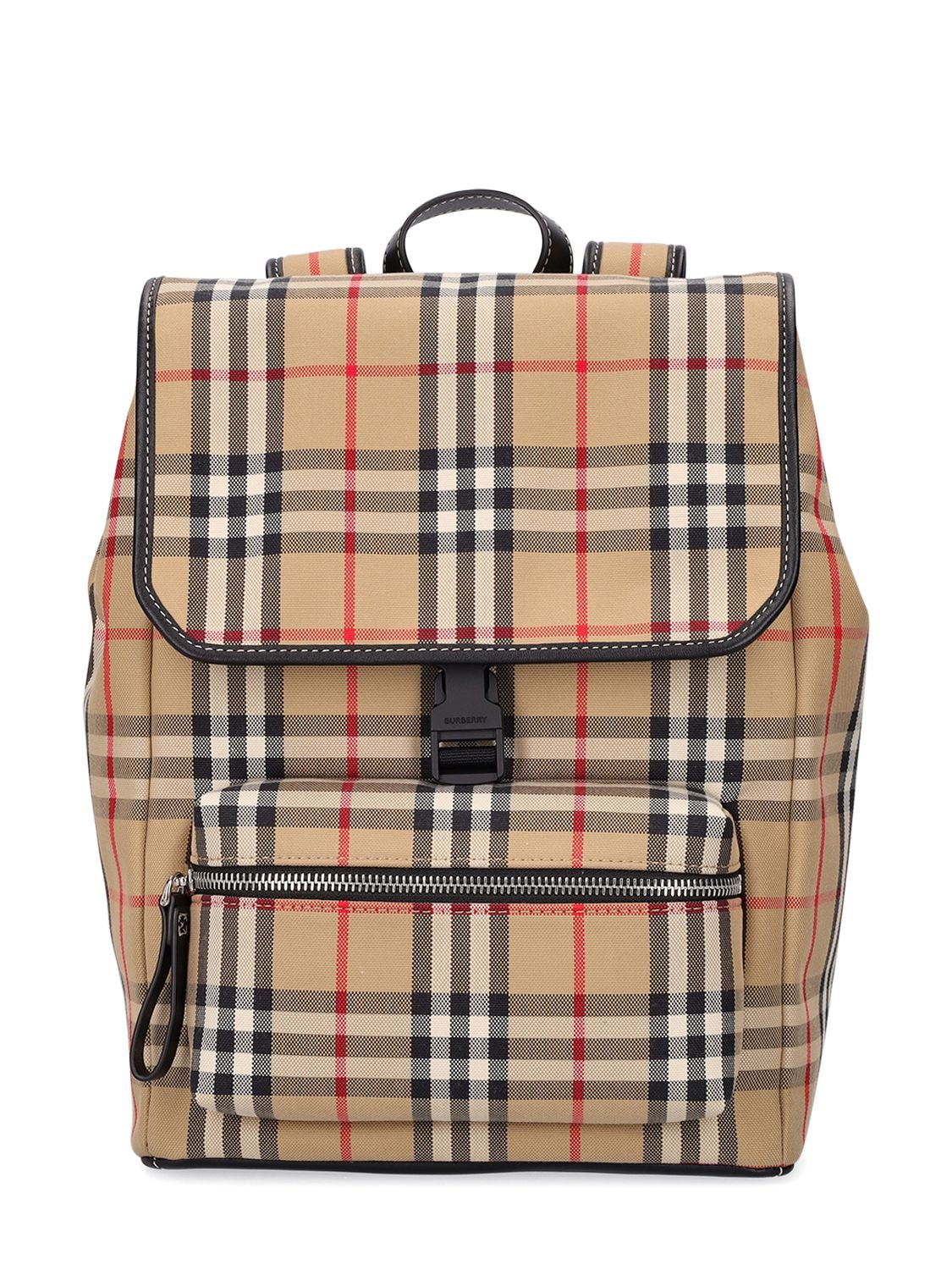 Check Print Cotton Canvas Backpack