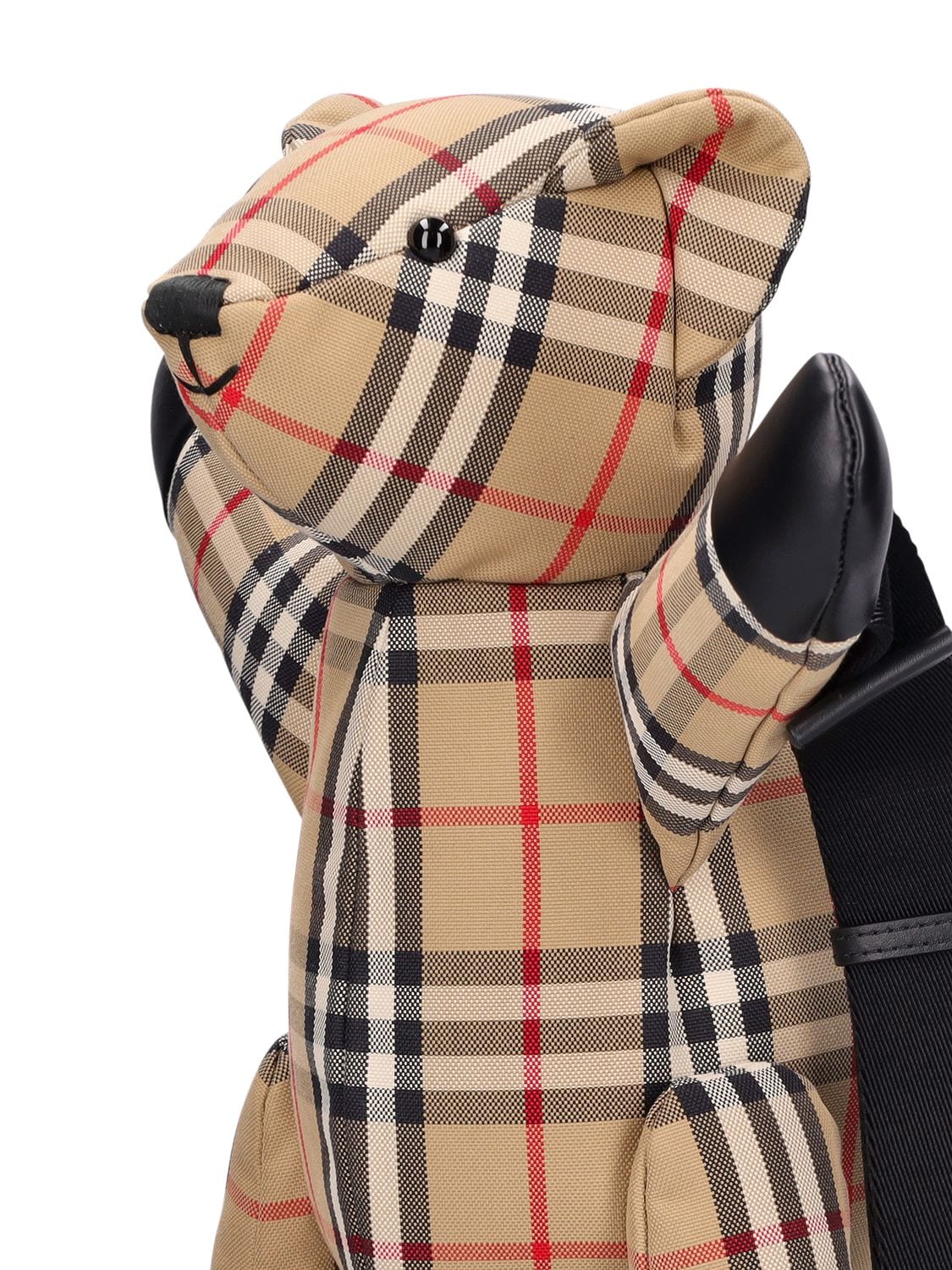 Shop Burberry Check Print Cotton Bear Backpack In Beige,black