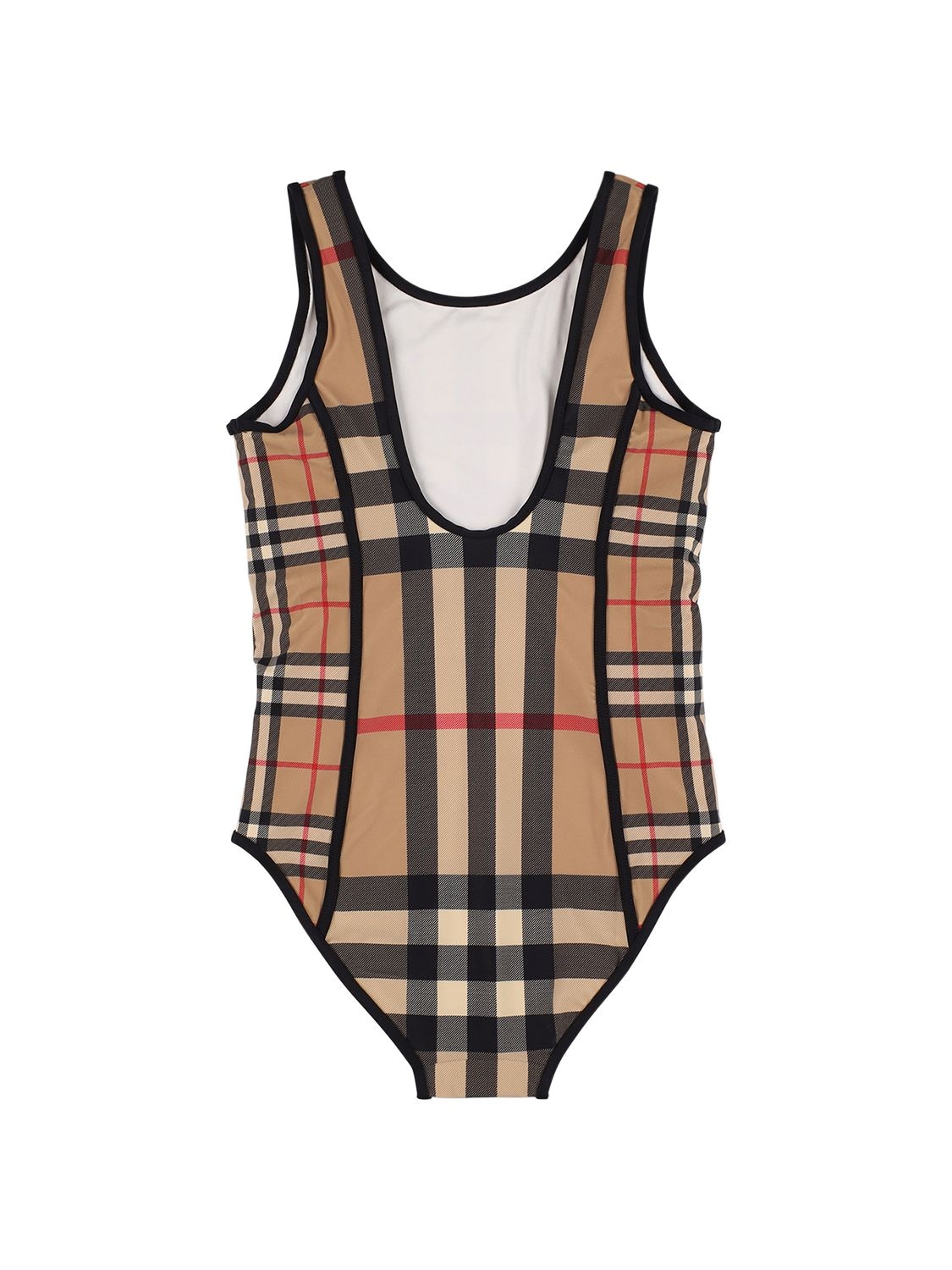 Shop Burberry Recycled Nylon One Piece Swimsuit In Beige,black