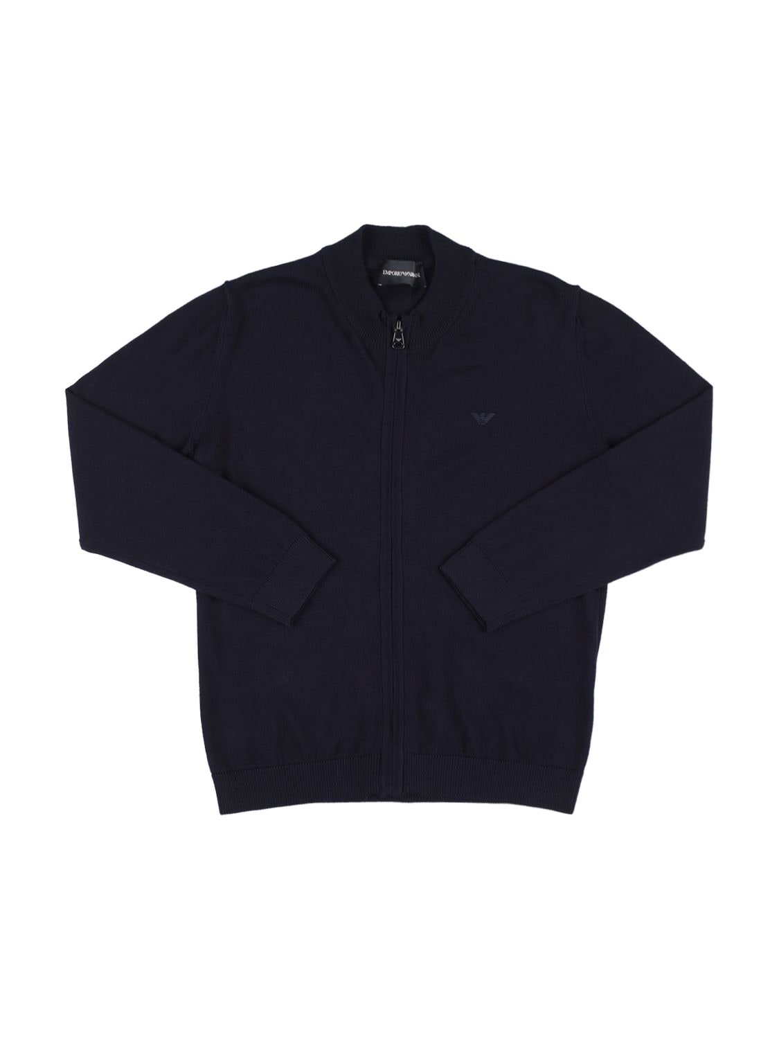 EMPORIO ARMANI ZIP-UP COTTON KNIT CARDIGAN