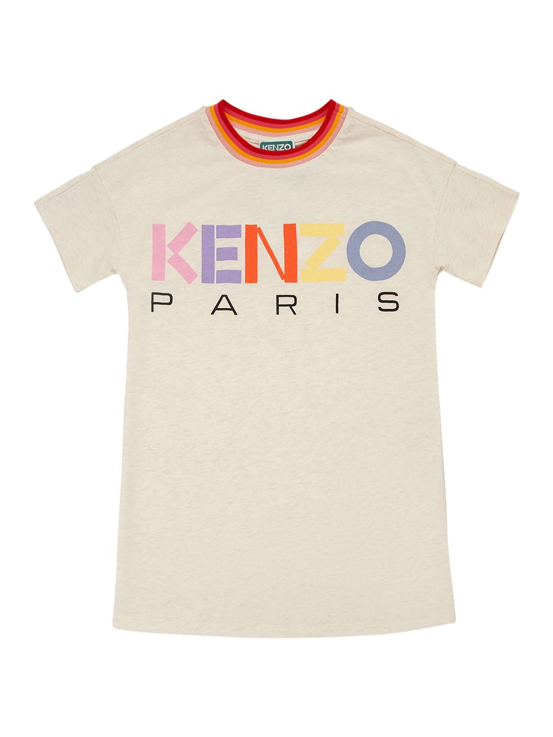 KENZO LOGO PRINT COTTON T-SHIRT DRESS