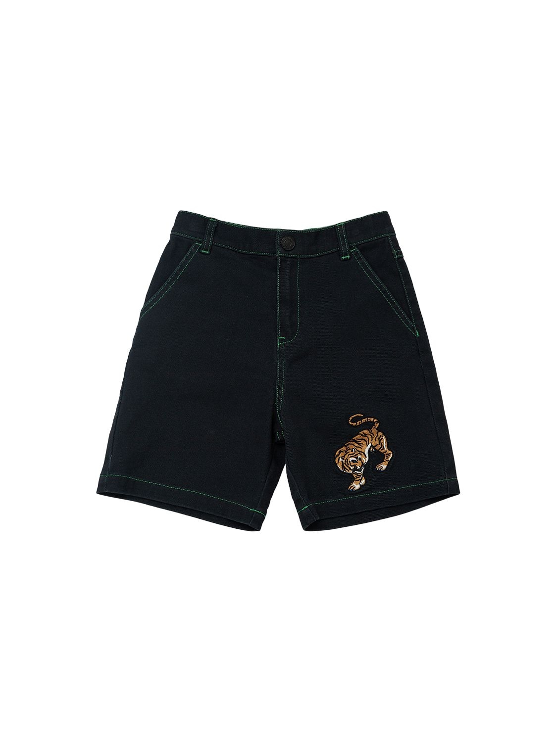 Kenzo Kids' Embroidered Cotton Denim Shorts