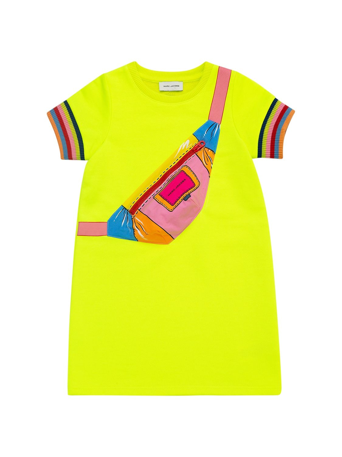 Marc Jacobs (the) Kids' Bag Patch Cotton Blend T-shirt Dress In Neon Yellow