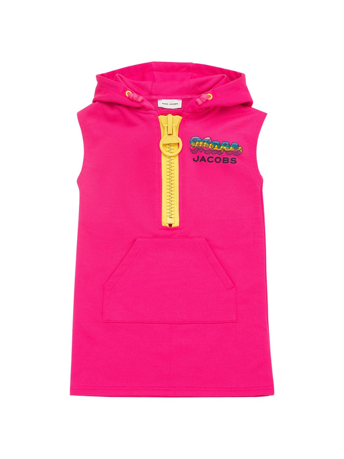 Marc Jacobs (the) Kids' Cotton Blend Hooded Sweat Dress W/ Logo In Fuchsia