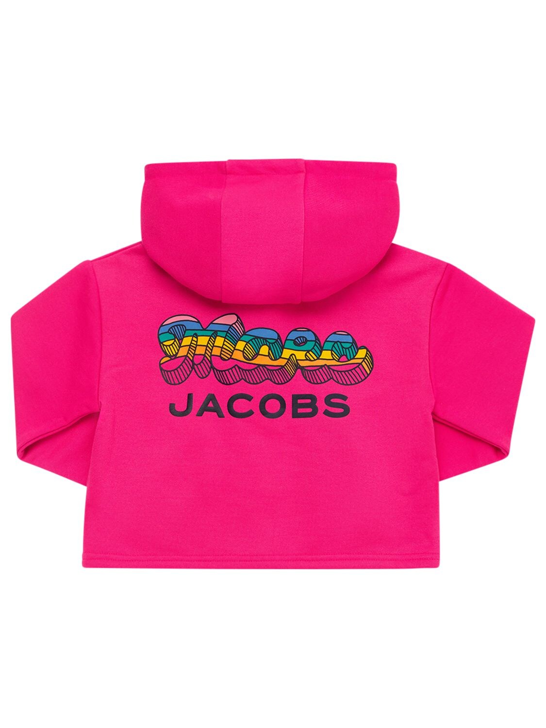 Marc Jacobs (the) Kids' Embroidered Logo Cotton Blend Hoodie In Fuchsia