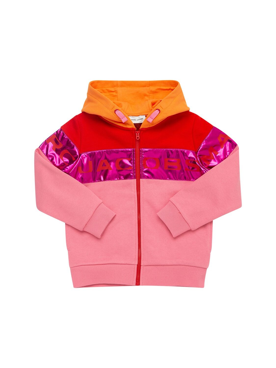 Marc Jacobs (the) Kids' Color Block Zip-up Cotton Hoodie W/ Logo In Multicolor
