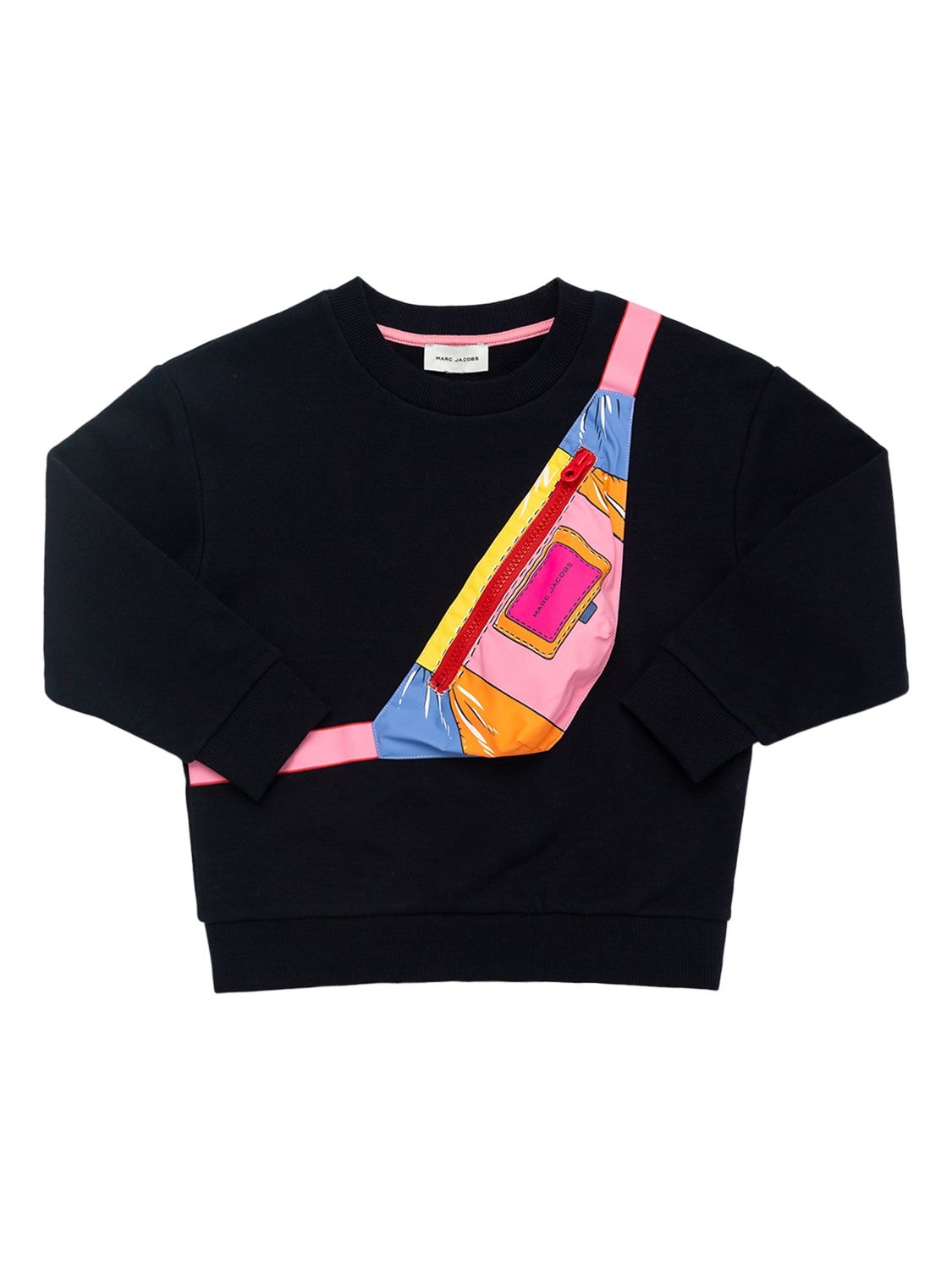 Marc Jacobs (the) Kids' Zipped Bag Patch Cotton Sweatshirt In Navy