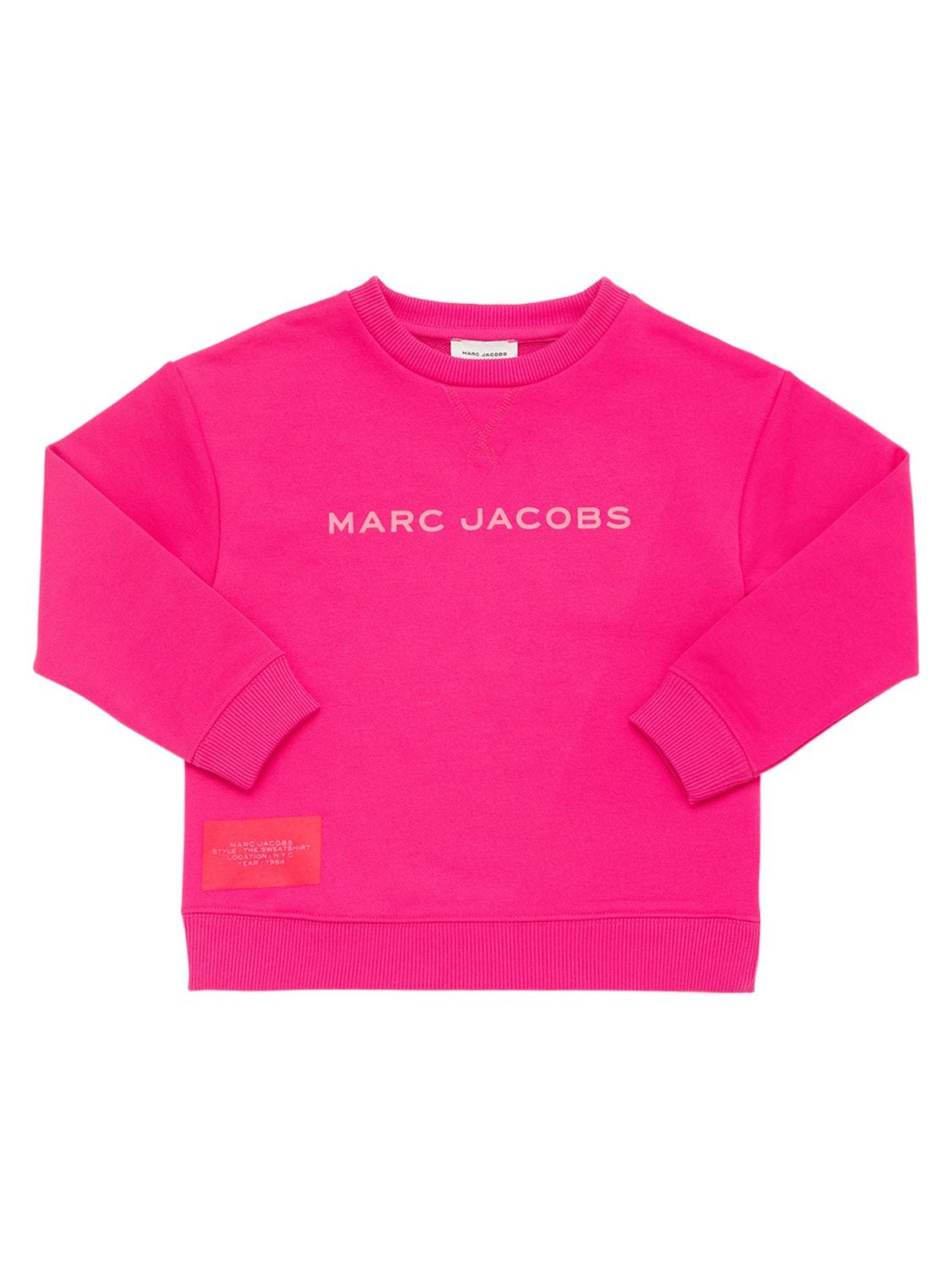 Marc Jacobs (the) Kids' Rubberized Logo Cotton Blend Sweatshirt In Fuchsia