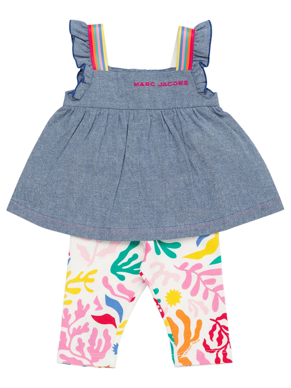 Marc Jacobs (the) Kids' 2-in-1 Chambray Top & Jersey Leggings In Blue,multi