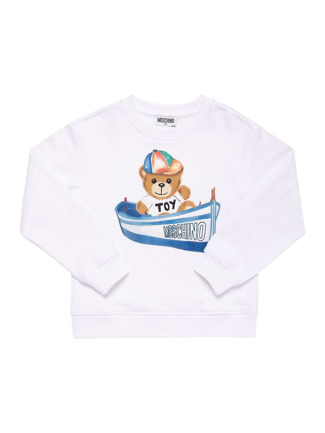 Moschino Kids' Rubberized Print Cotton Sweatshirt In White