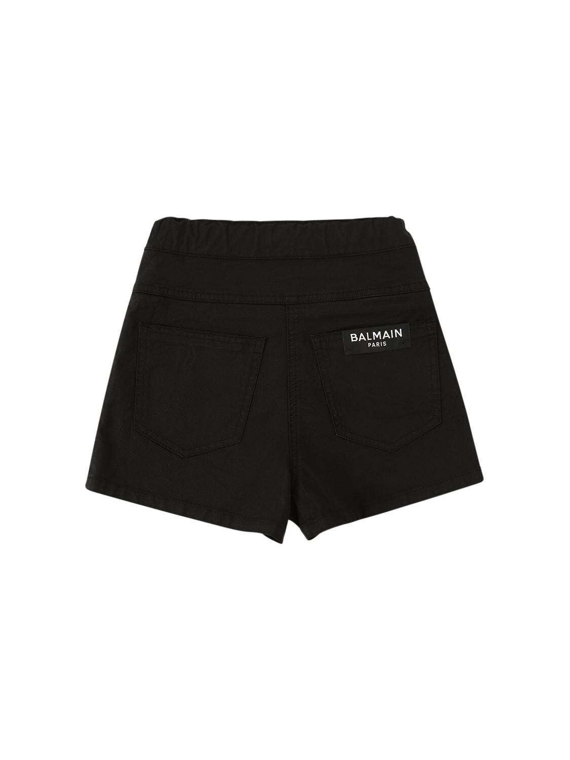 Balmain Cotton Twill Shorts W/ Buttons In Black