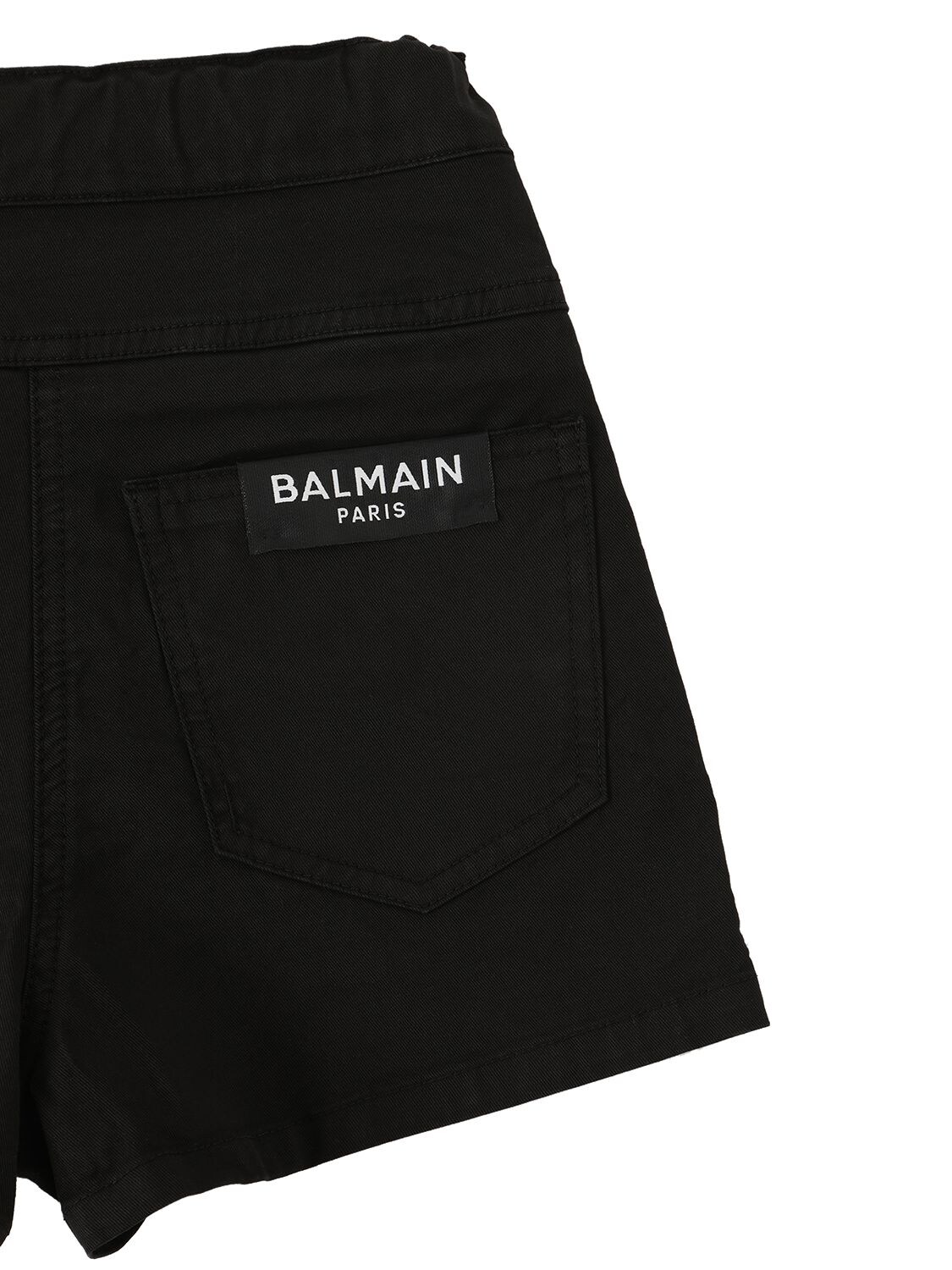 Balmain Cotton Twill Shorts W/ Buttons In Black