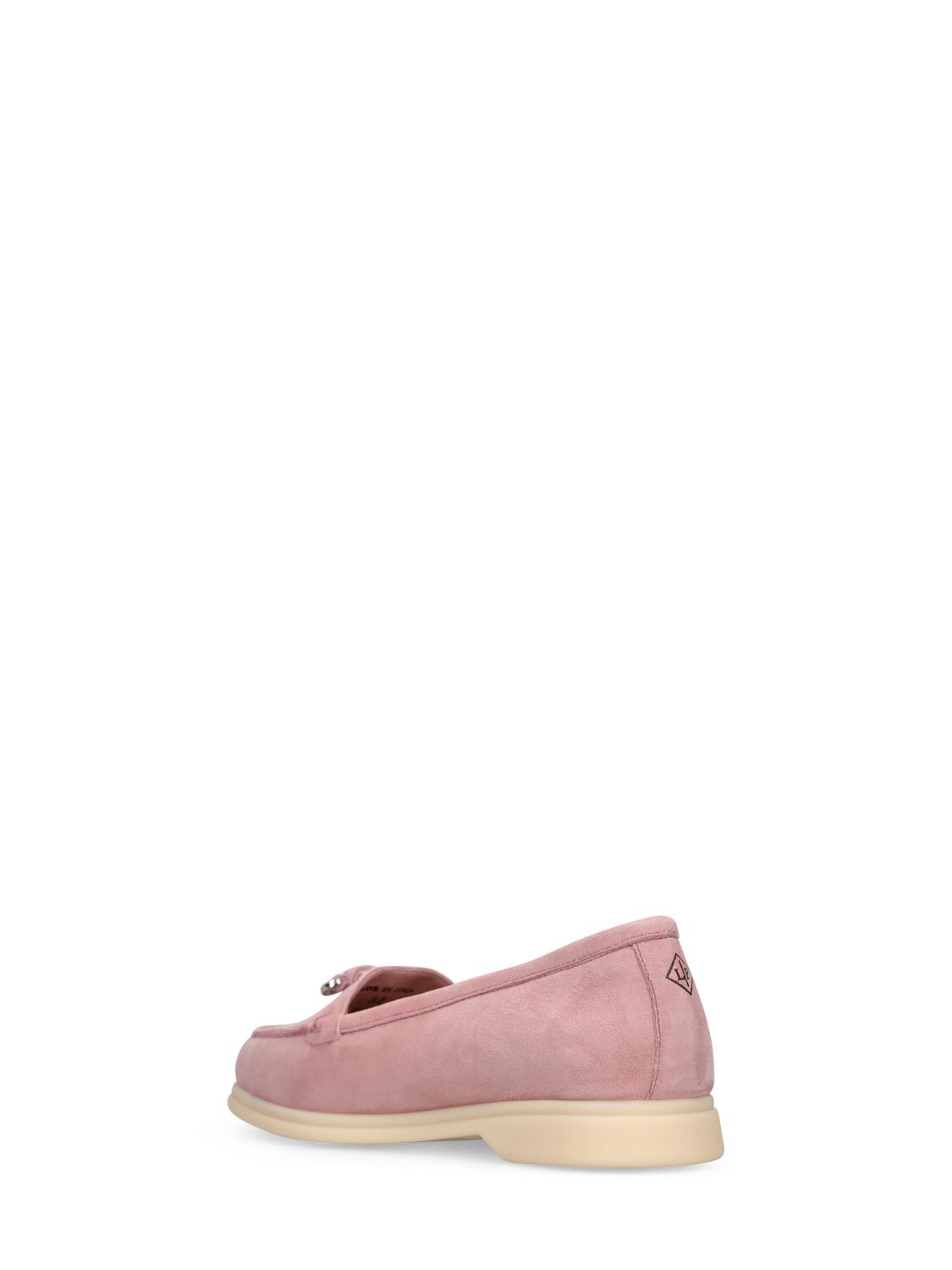 Shop Loro Piana Suede Loafers W/ Charms In Pink