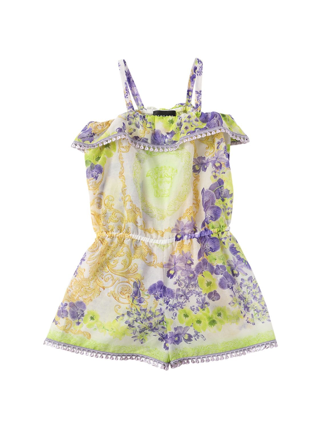 Versace Babies' Printed Cotton & Silk Voile Playsuit In Multicolor