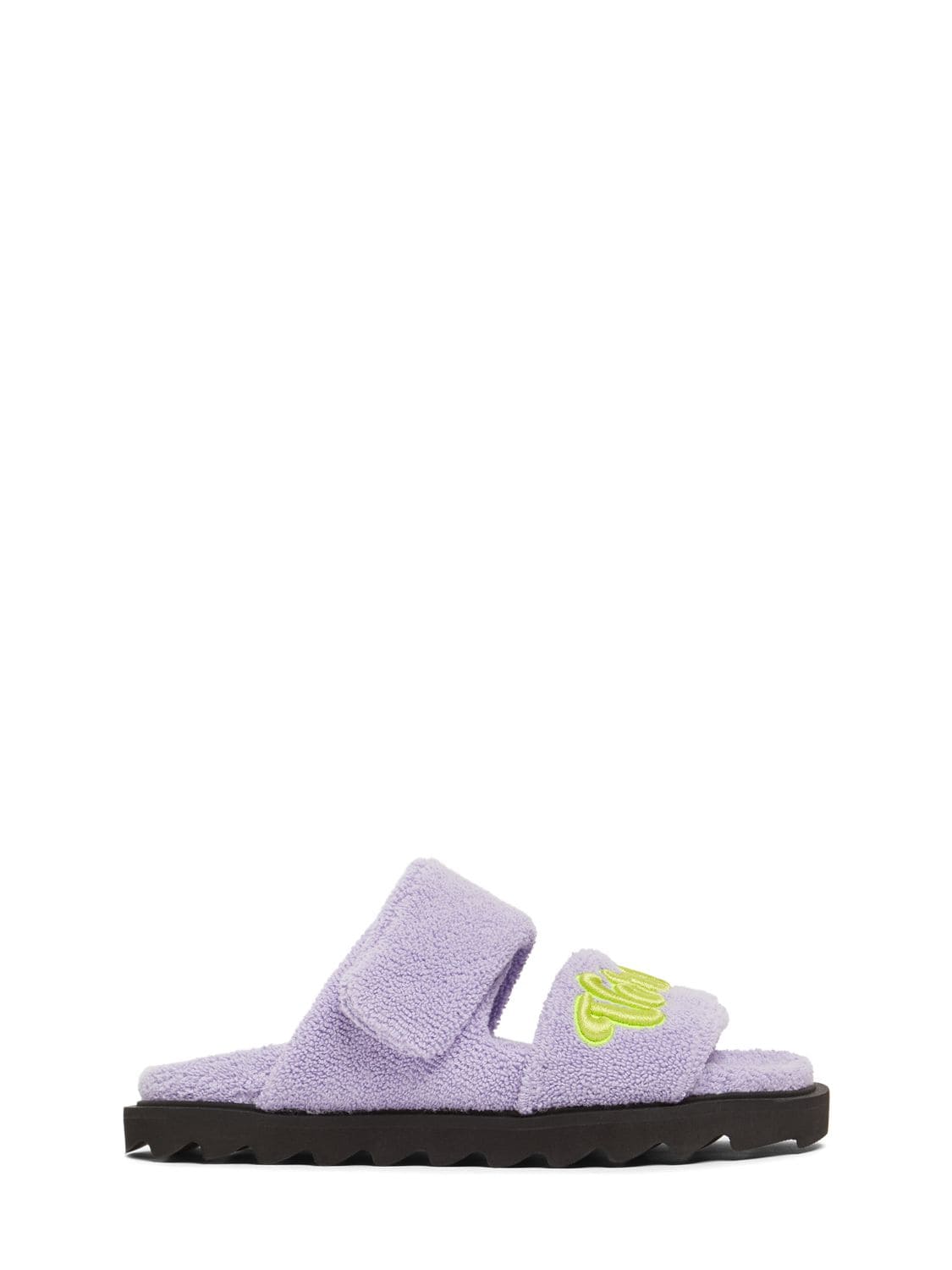 Versace Kids' Logo Embroidered Terry Cloth Slippers In Light Purple