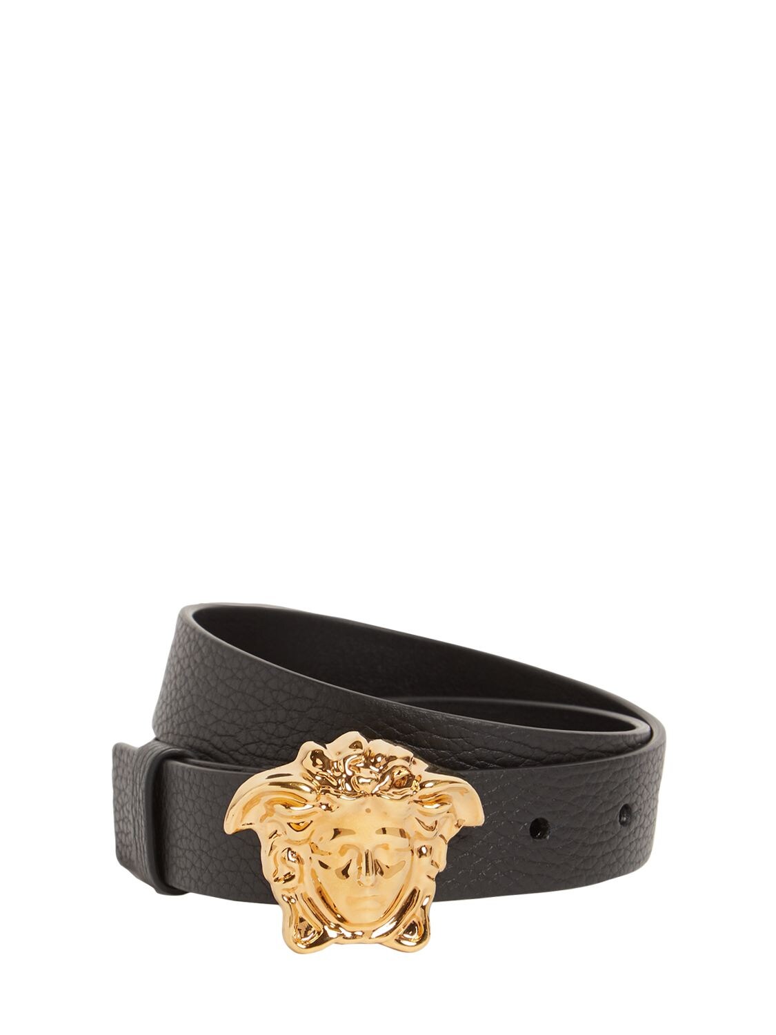 Leather Belt W/ Medusa Buckle