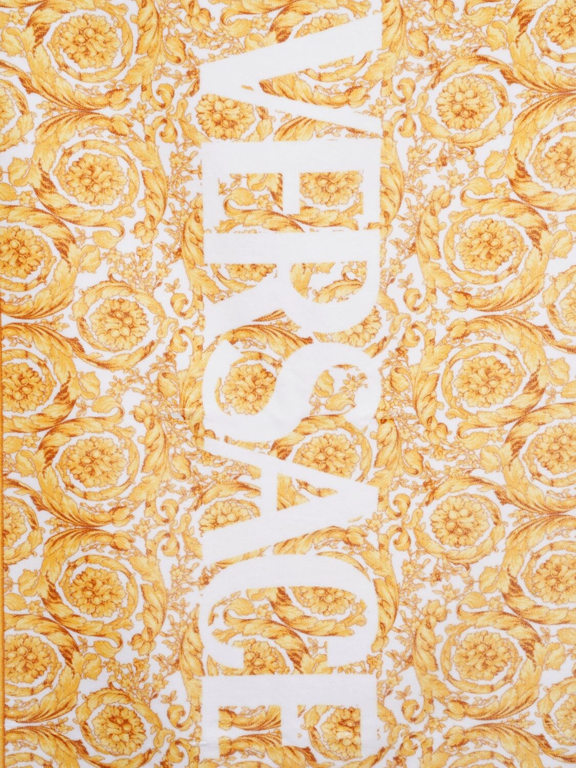 Shop Versace Baroque Print Terry Cloth Towel In White,gold