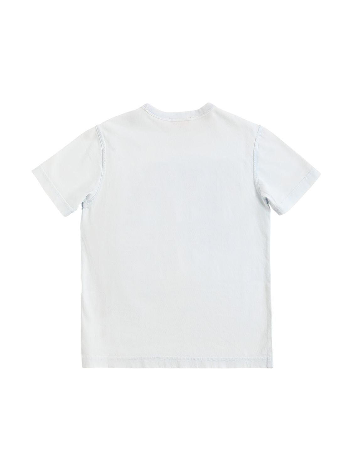 Shop Diesel Logo Print Cotton Jersey T-shirt In Off White,blue