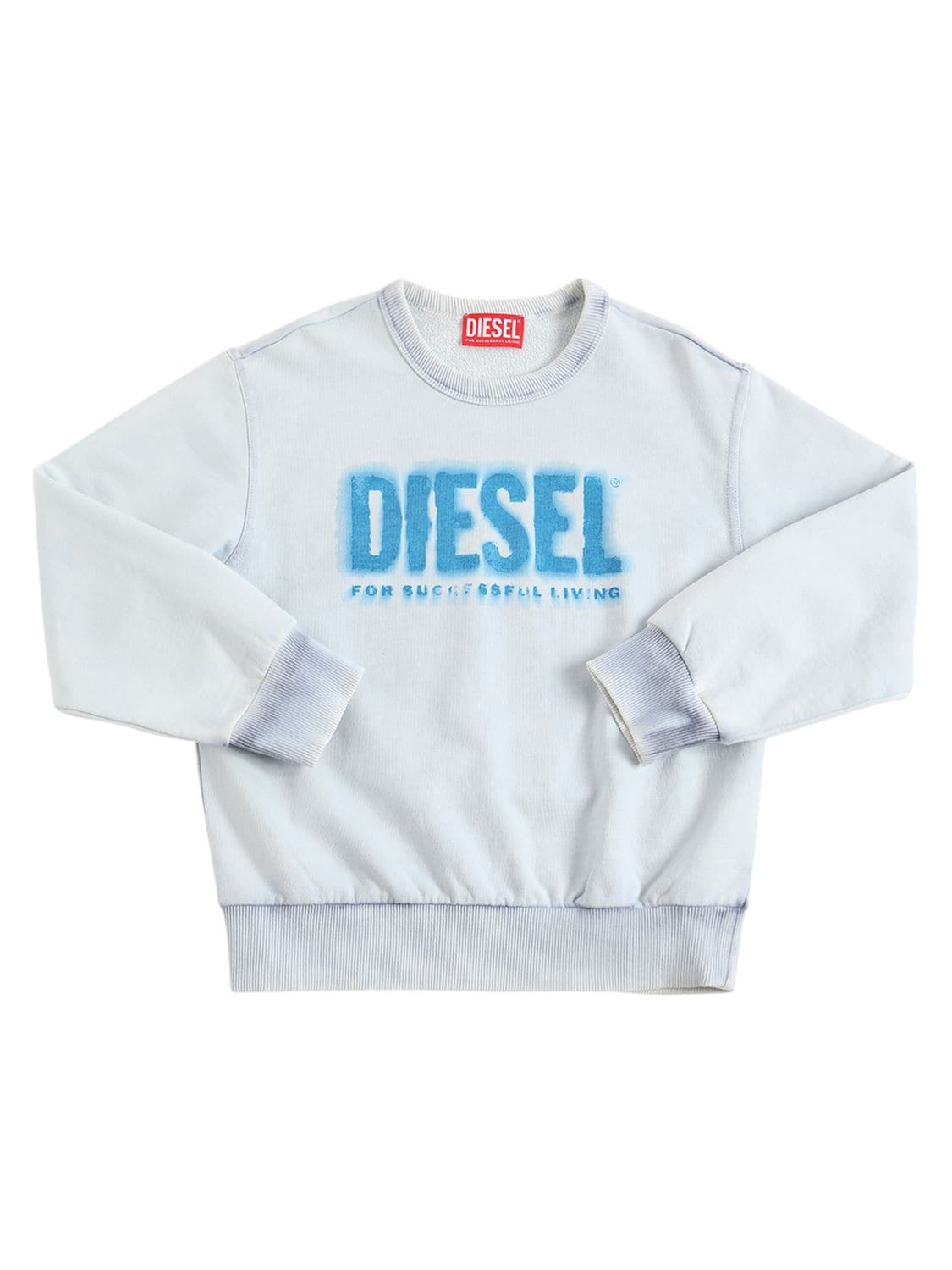 Diesel Kids' Logo-print Cotton Sweatshirt In Off White,blue