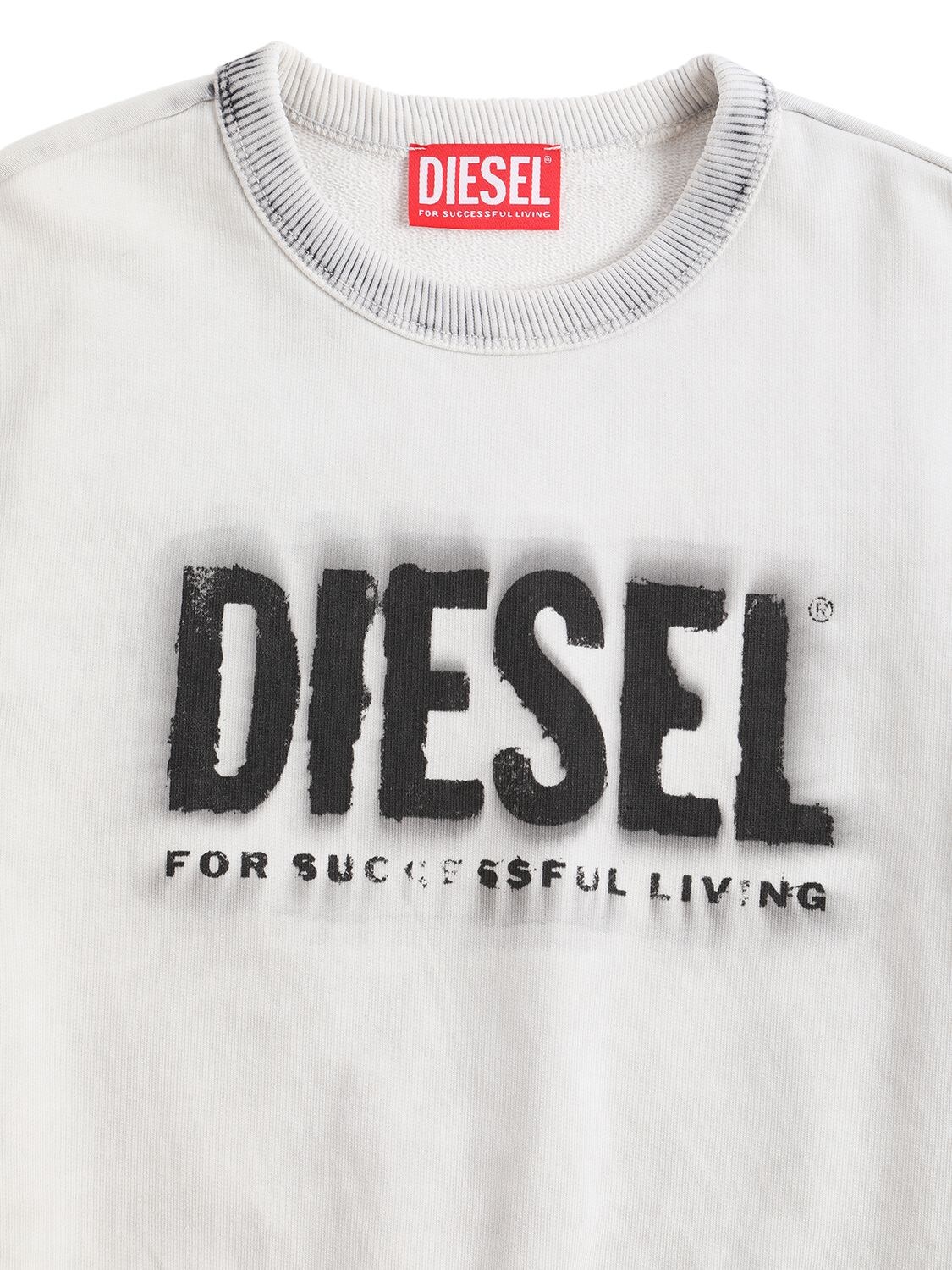 Shop Diesel Logo Print Cotton Jersey Sweatshirt In Off White,black