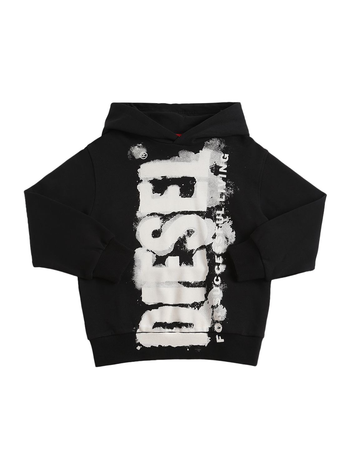 Diesel Kids' Logo Print Cotton Sweatshirt Hoodie In Black