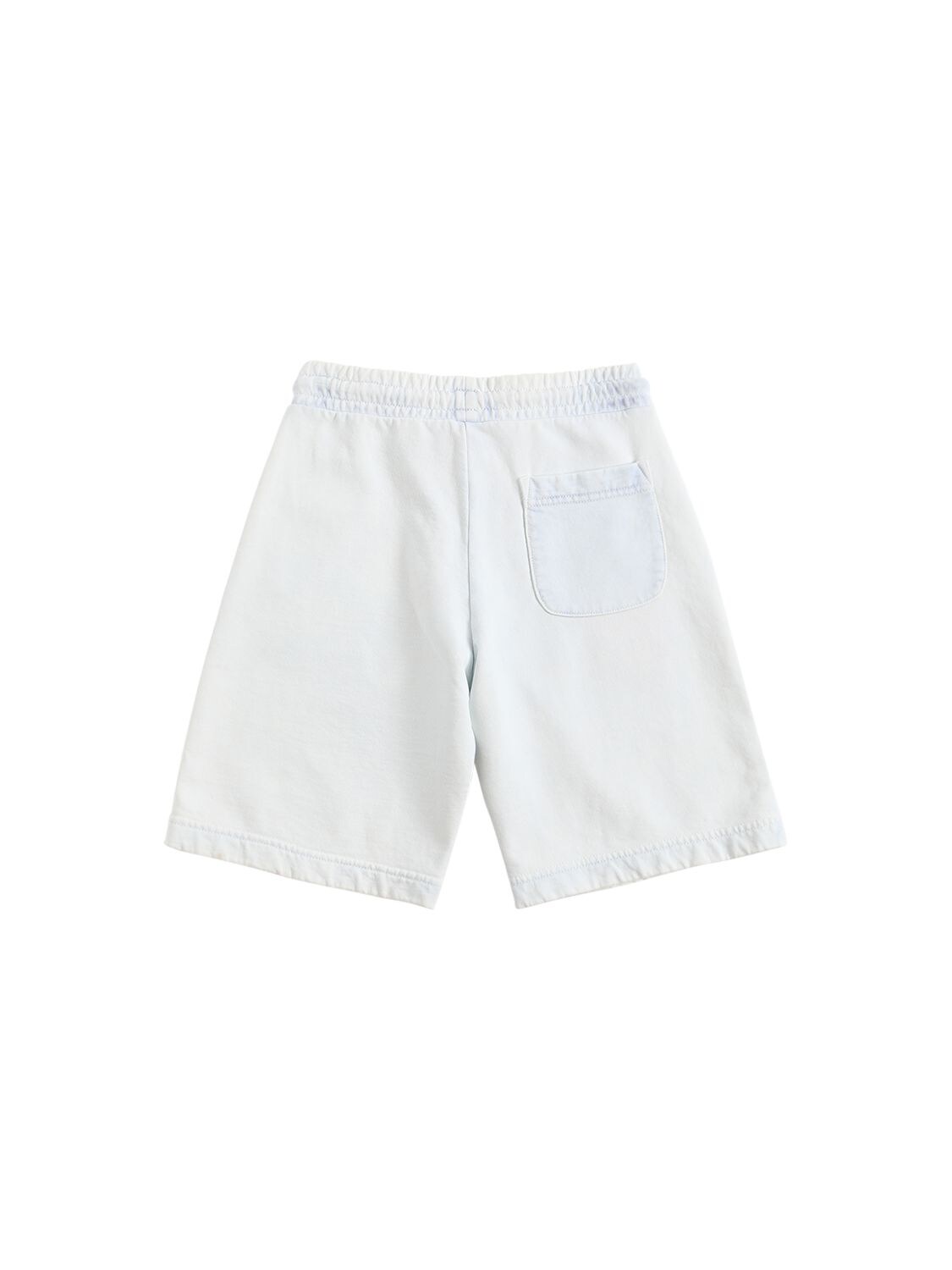 Shop Diesel Logo Print Cotton Sweat Shorts In Off White,blue