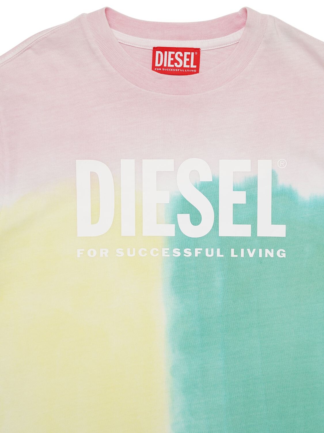 Shop Diesel Color Block Cotton Jersey T-shirt In Multicolor