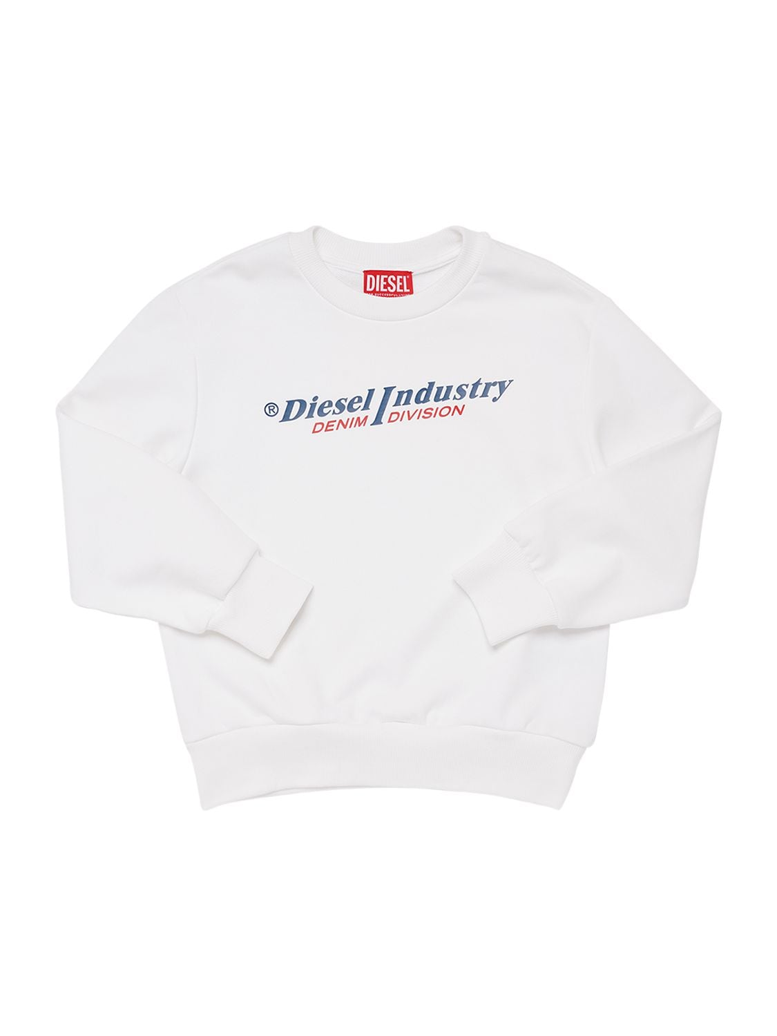 Diesel Kids' Logo Print Cotton Jersey Sweatshirt In White