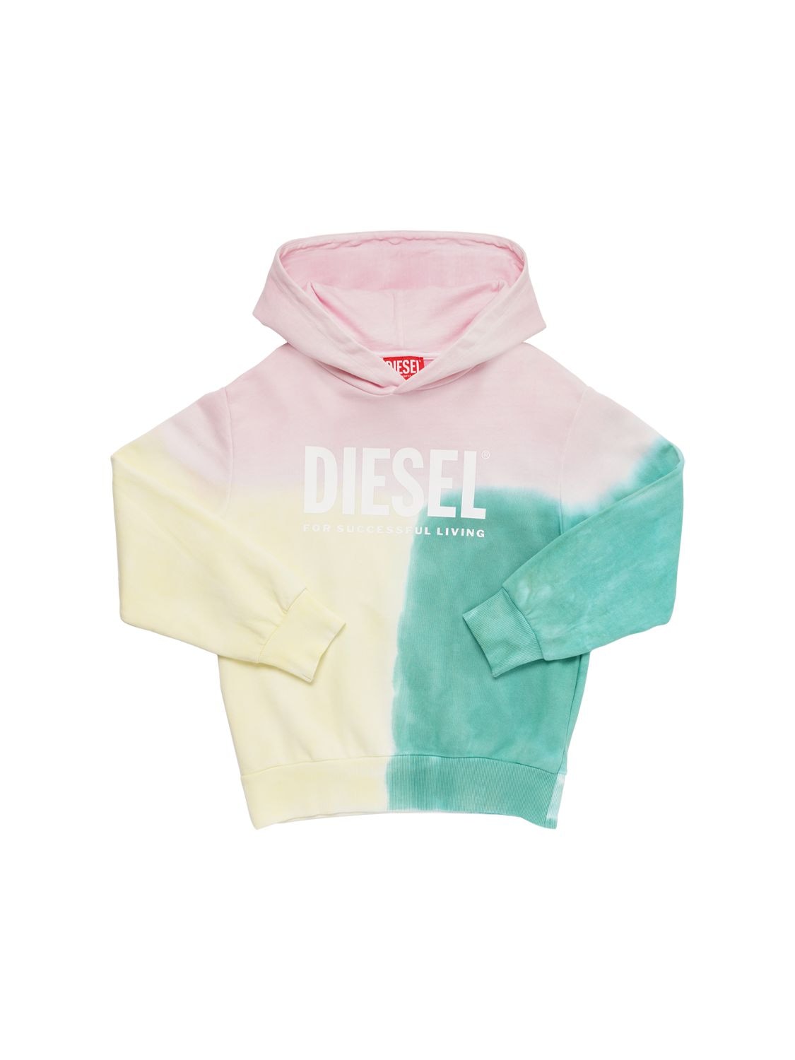 Diesel Kids' Colour Block Cotton Sweatshirt Hoodie In Multicolor