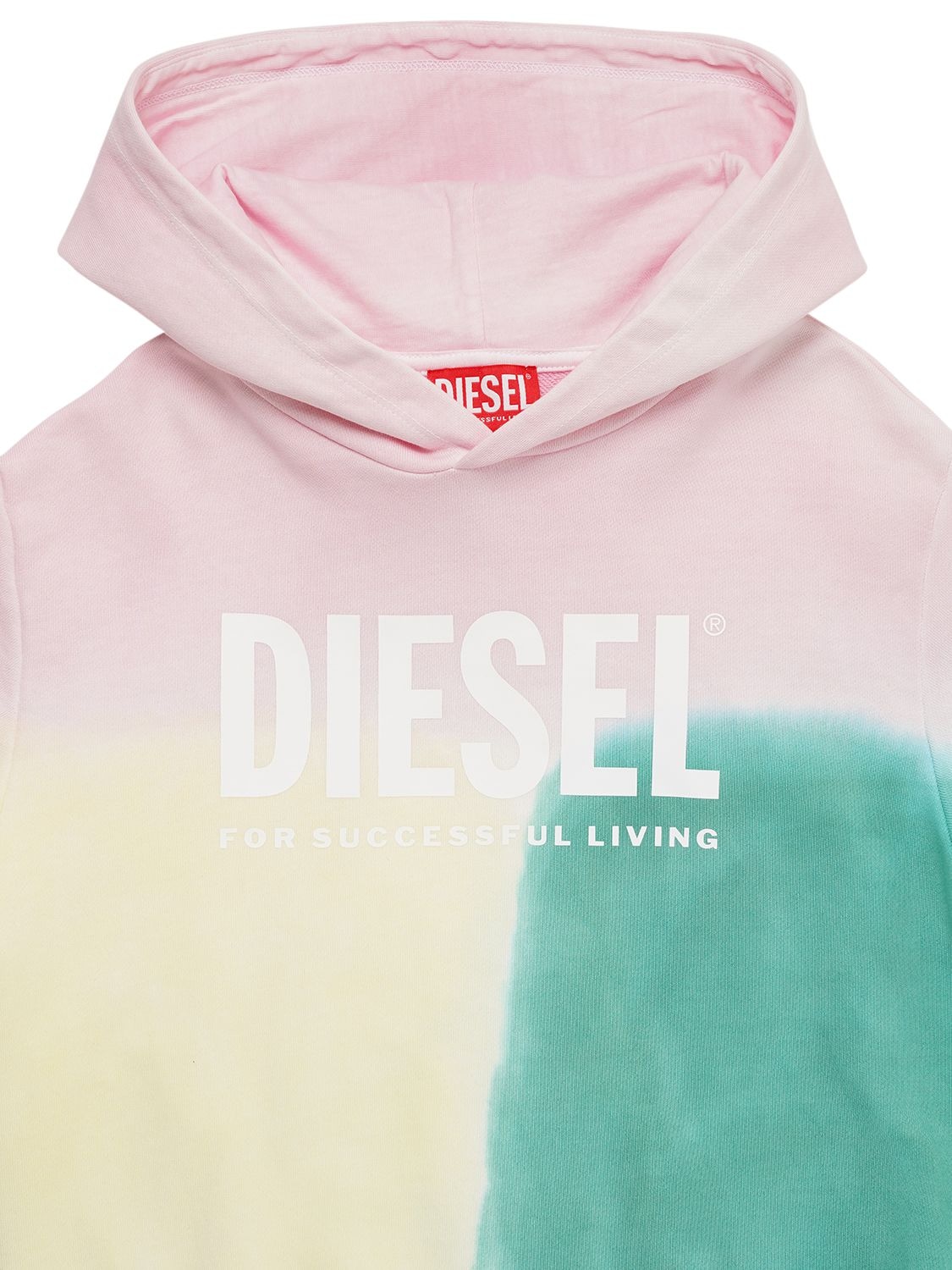 Shop Diesel Color Block Cotton Sweatshirt Hoodie In Multicolor