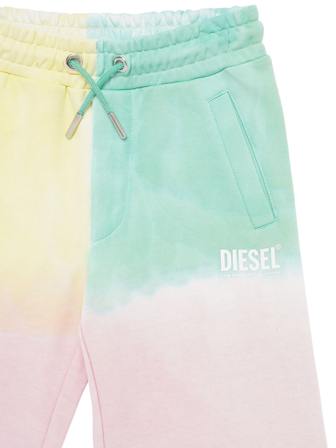 Shop Diesel Color Block Cotton Sweat Shorts In Multicolor