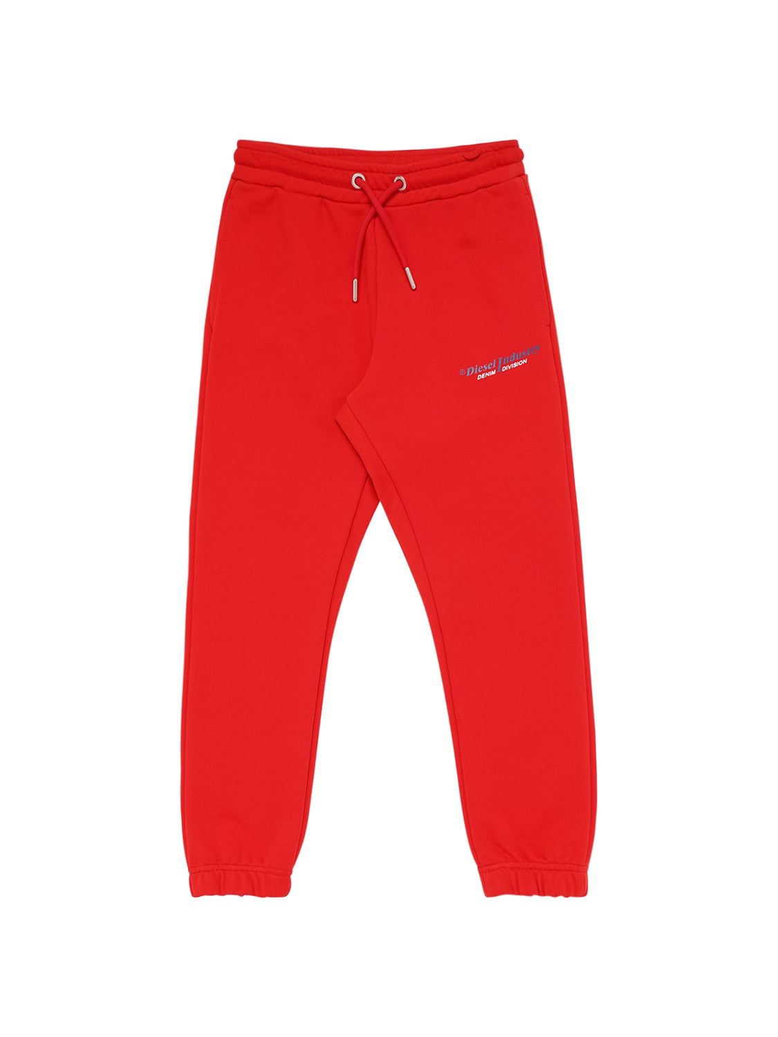 Diesel Kids' Logo Print Cotton Sweatpants In Red