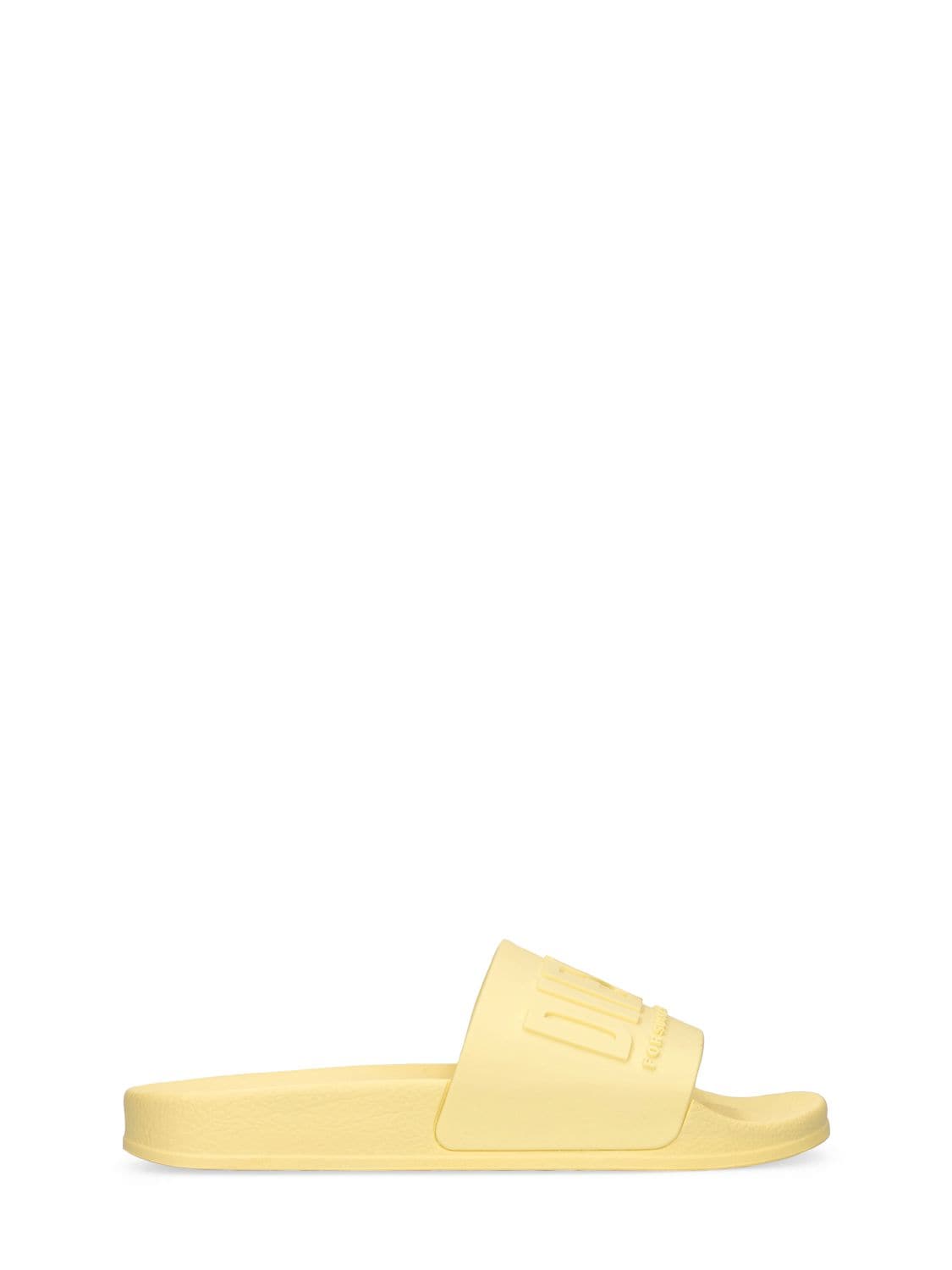 Diesel Kids' Logo Rubber Slide Sandals In Yellow