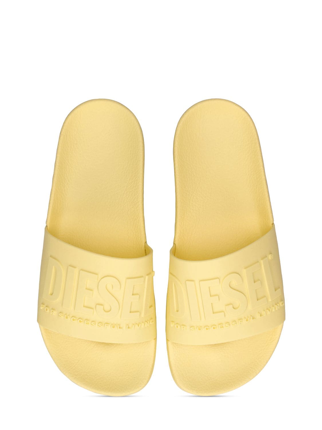 Shop Diesel Logo Rubber Slide Sandals In Yellow