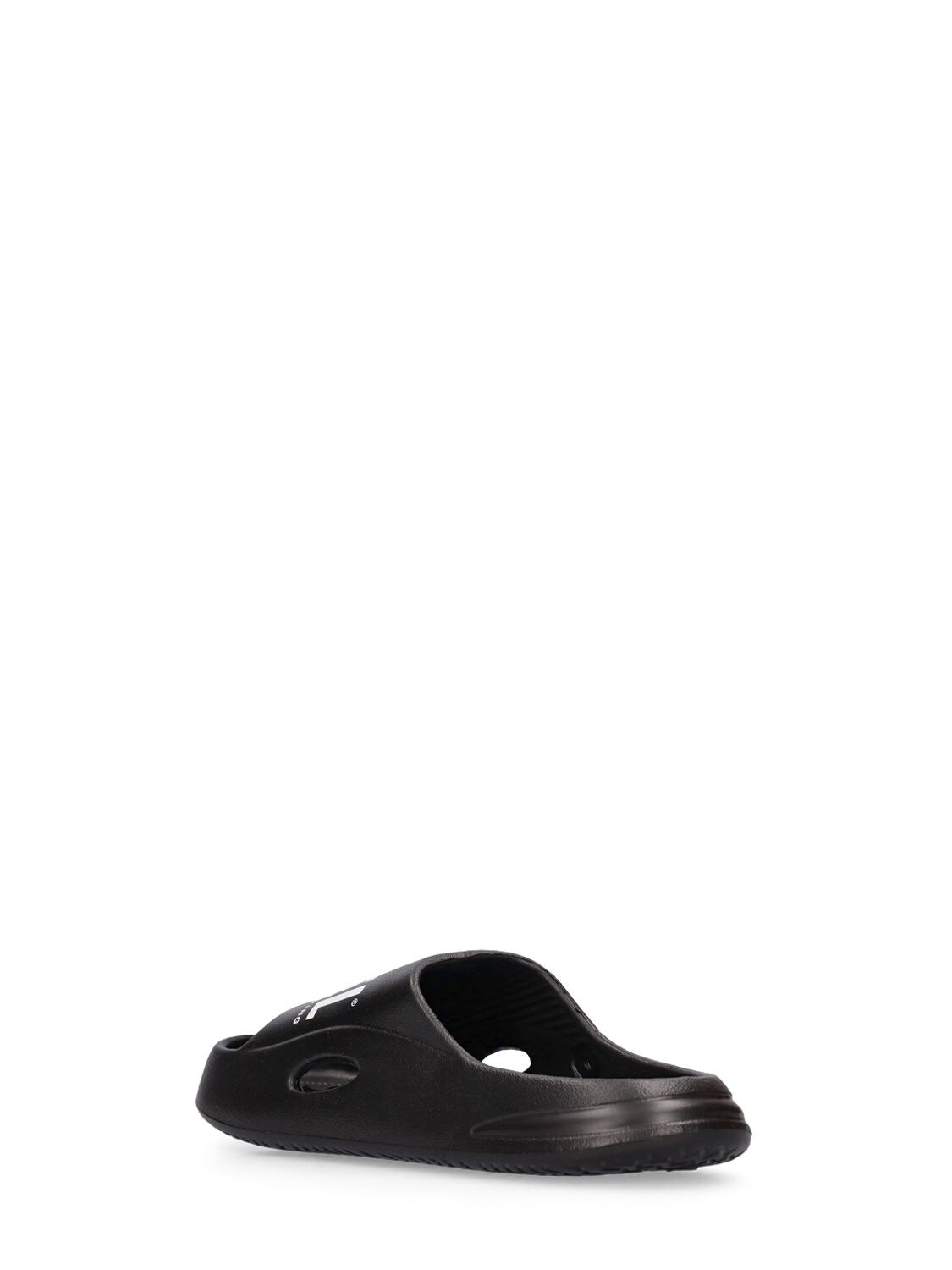 Shop Diesel Logo Print Slide Sandals In Black