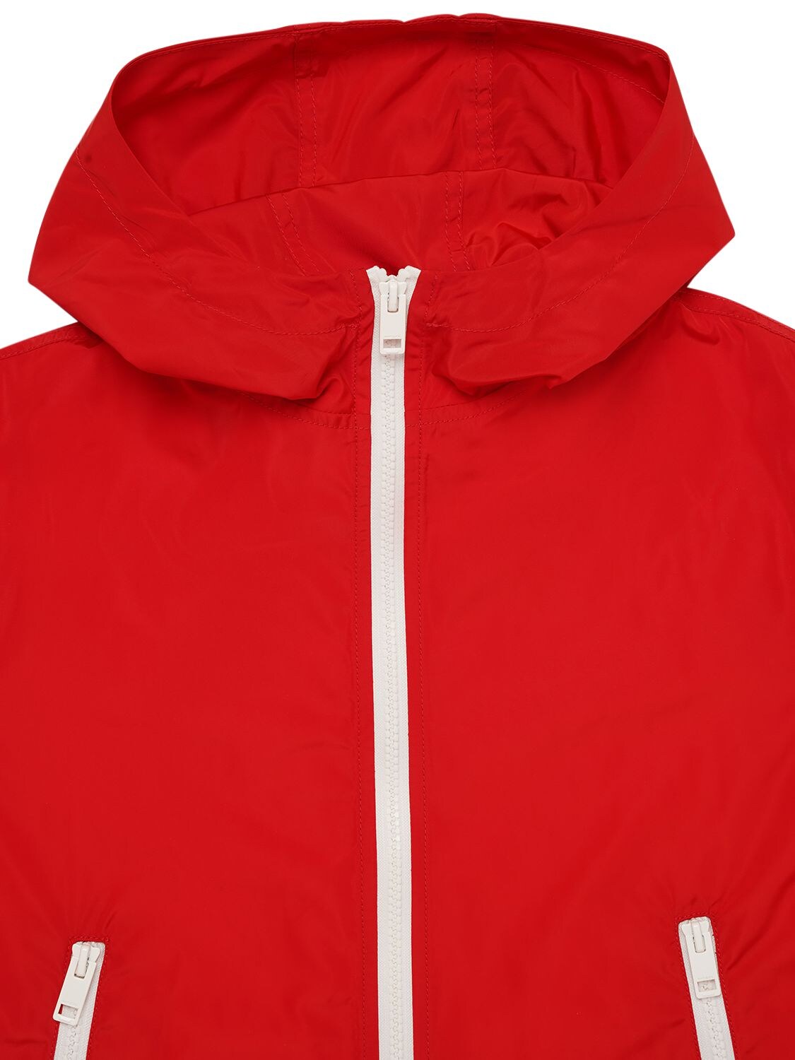 Shop Diesel Logo Print Nylon Windbreaker Jacket In Red