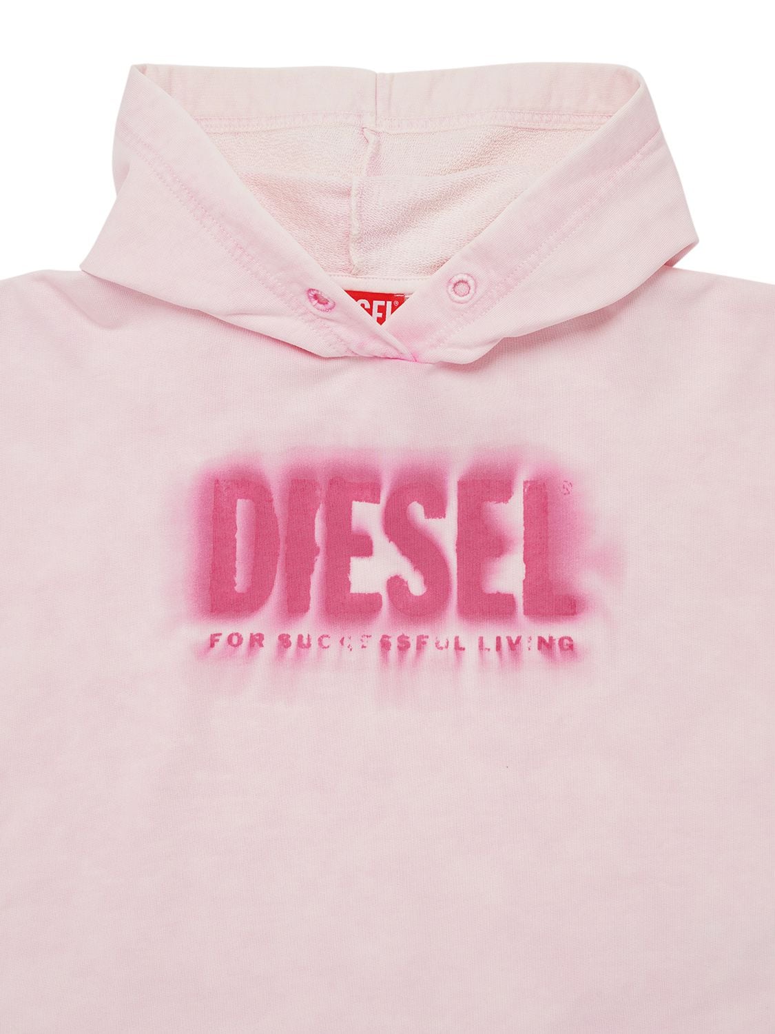 Shop Diesel Logo Print Cotton Sweatshirt Hoodie In Pink