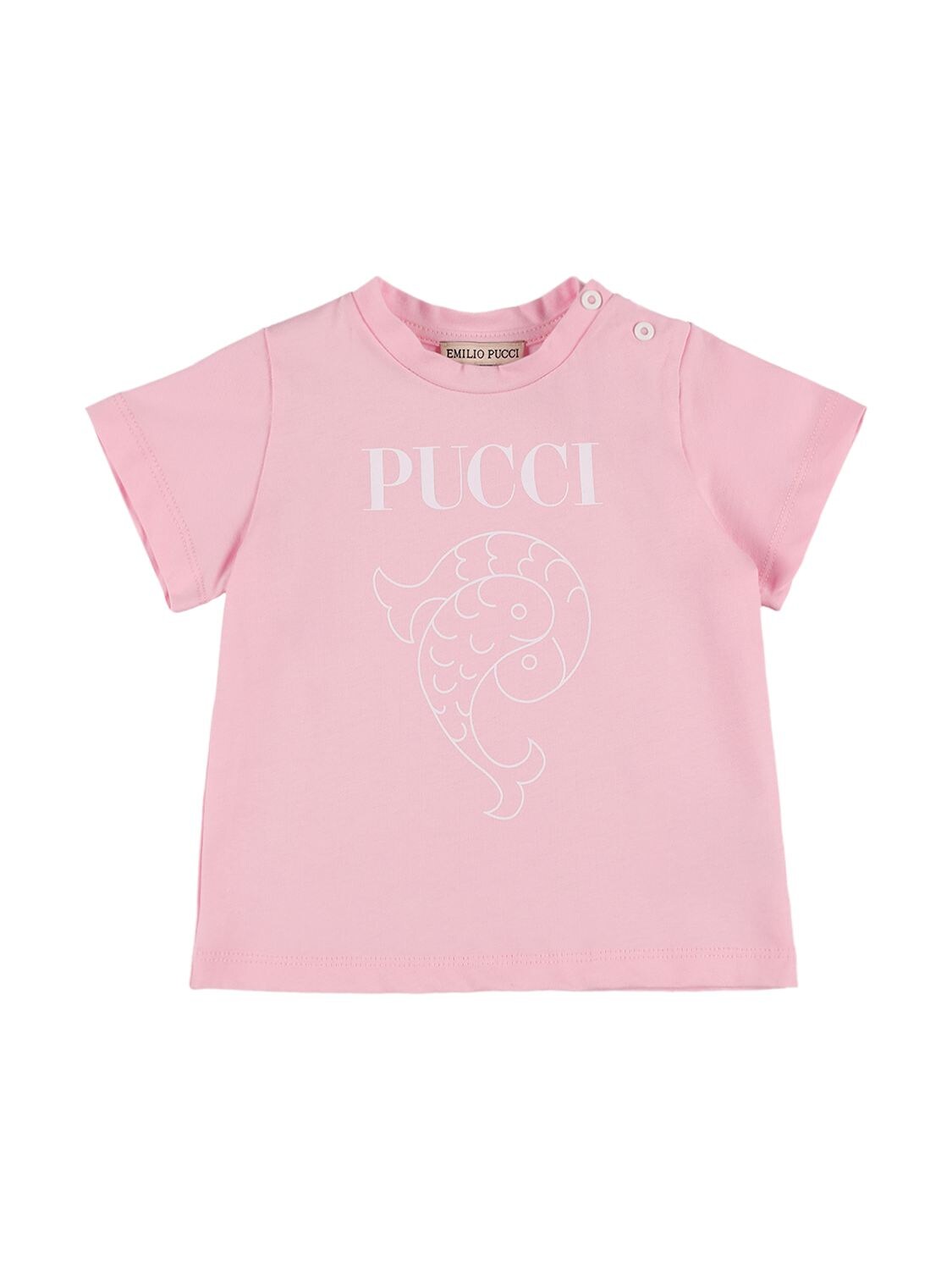 Pucci Babies' Logo Print Organic Cotton Jersey T-shirt In Pink