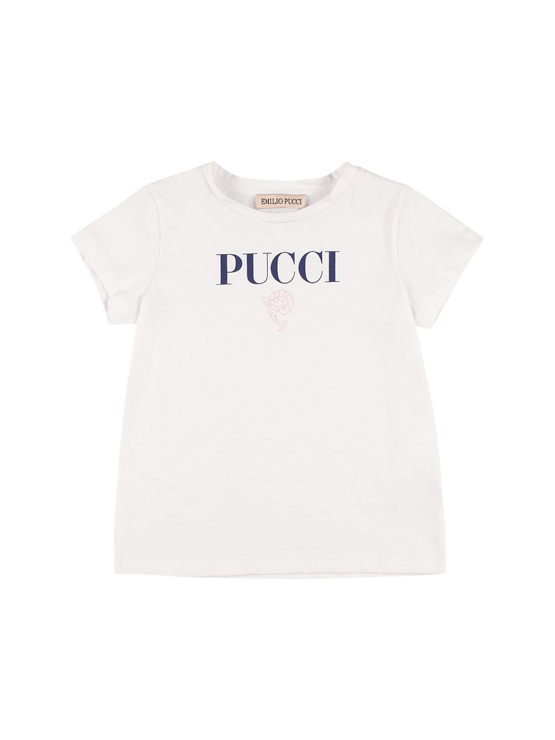 Pucci Kids' Printed Logo Cotton Jersey T-shirt In White