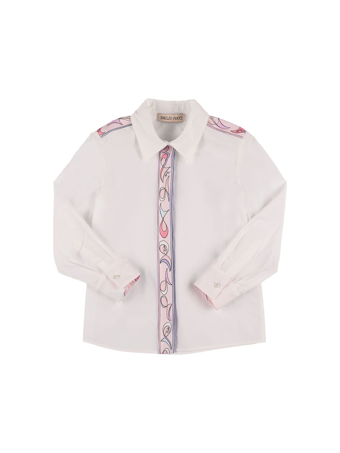 Pucci Kids' Printed Organic Cotton Poplin Shirt In White