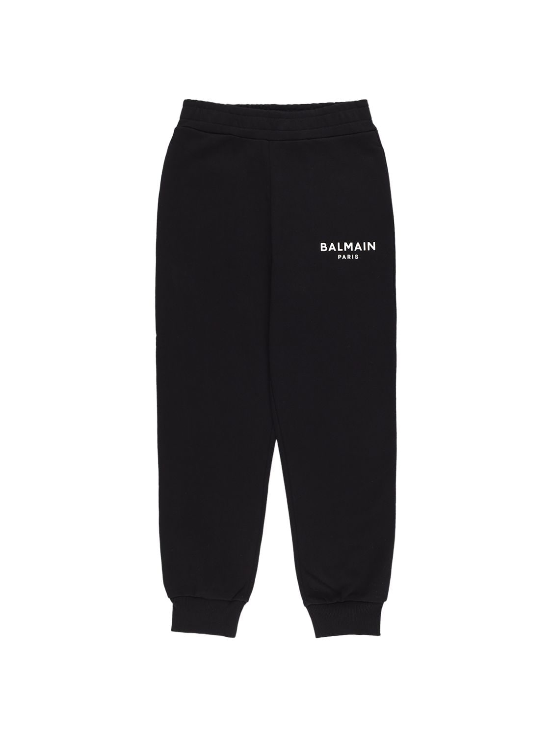 Balmain Kids' Logo Print Cotton Sweatpants In Black
