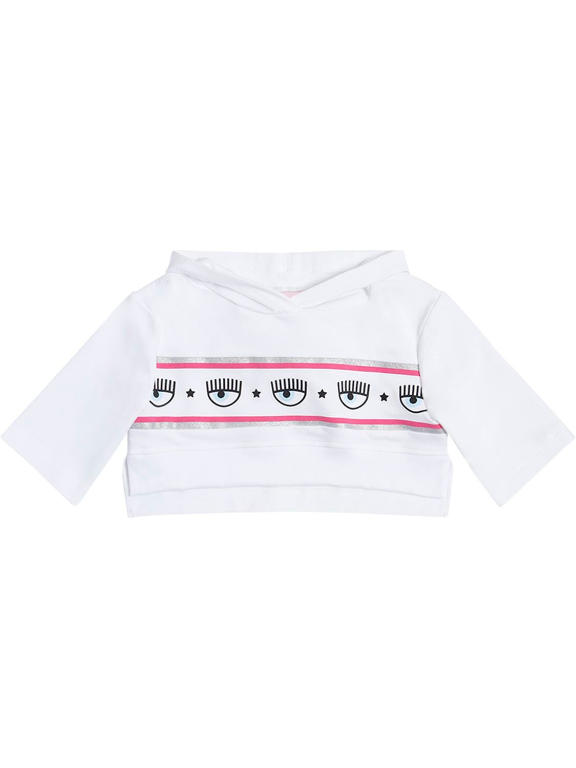 Chiara Ferragni Kids' Logo Print Cotton Cropped Sweatshirt In White