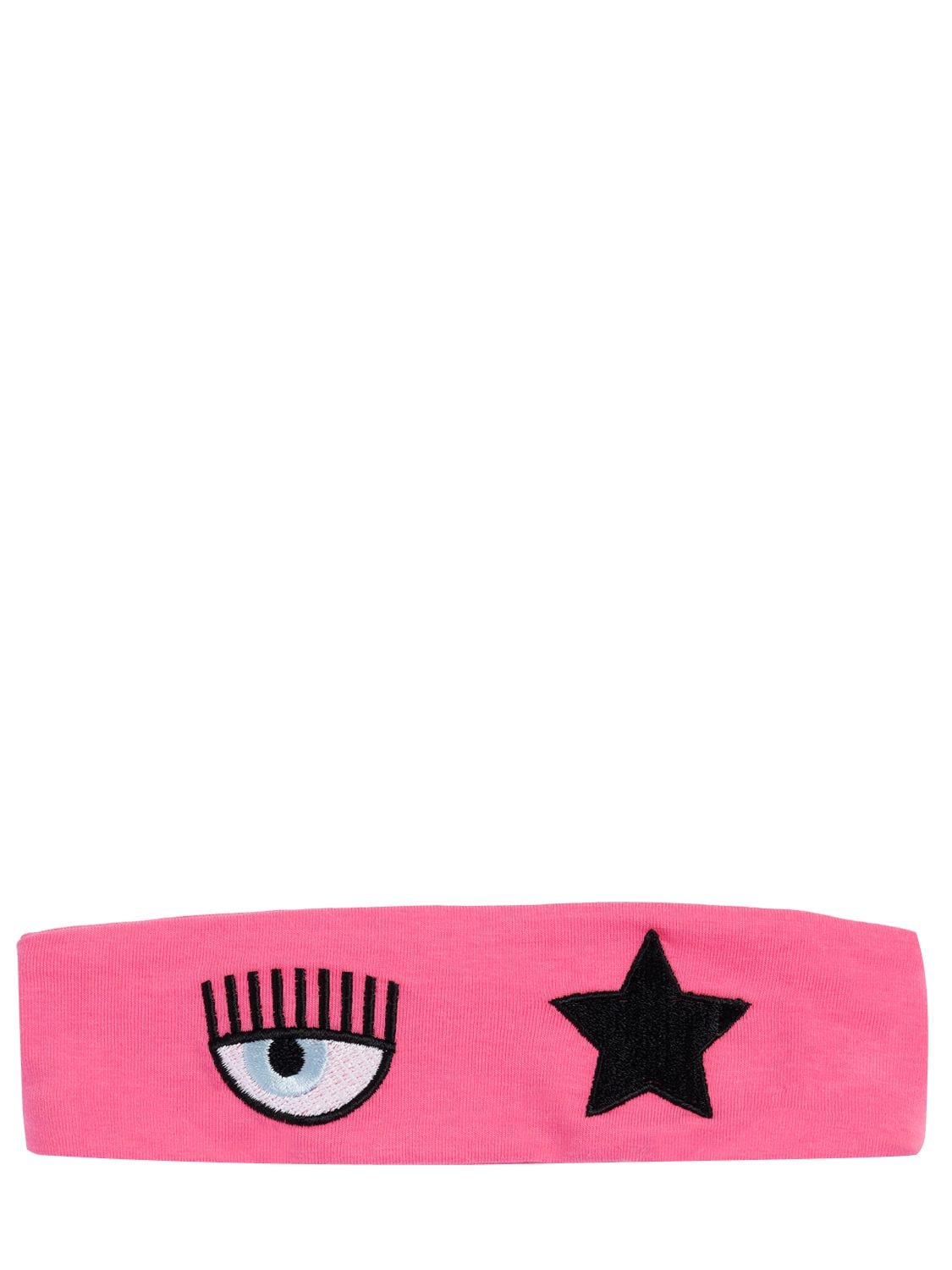 Chiara Ferragni Kids' Eye & Star Cotton Jersey Headband In Dark Pink