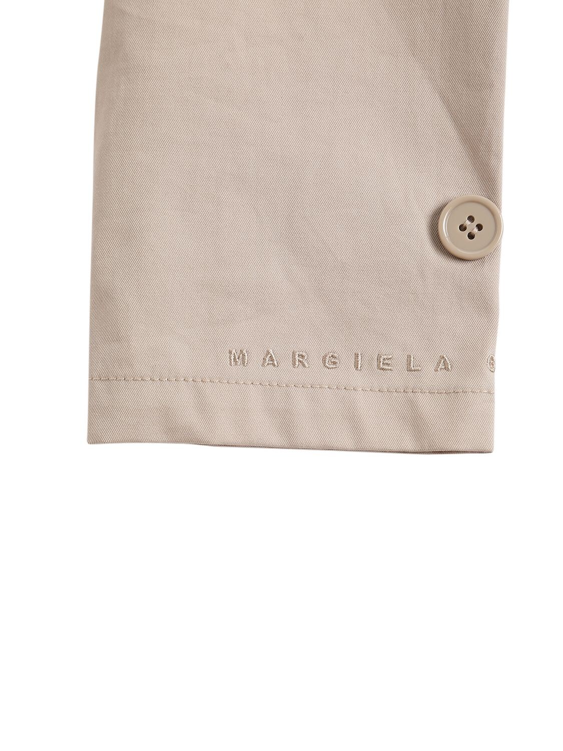 Shop Mm6 Maison Margiela Logo Embroidered Cotton Gabardine Jacket In Beige